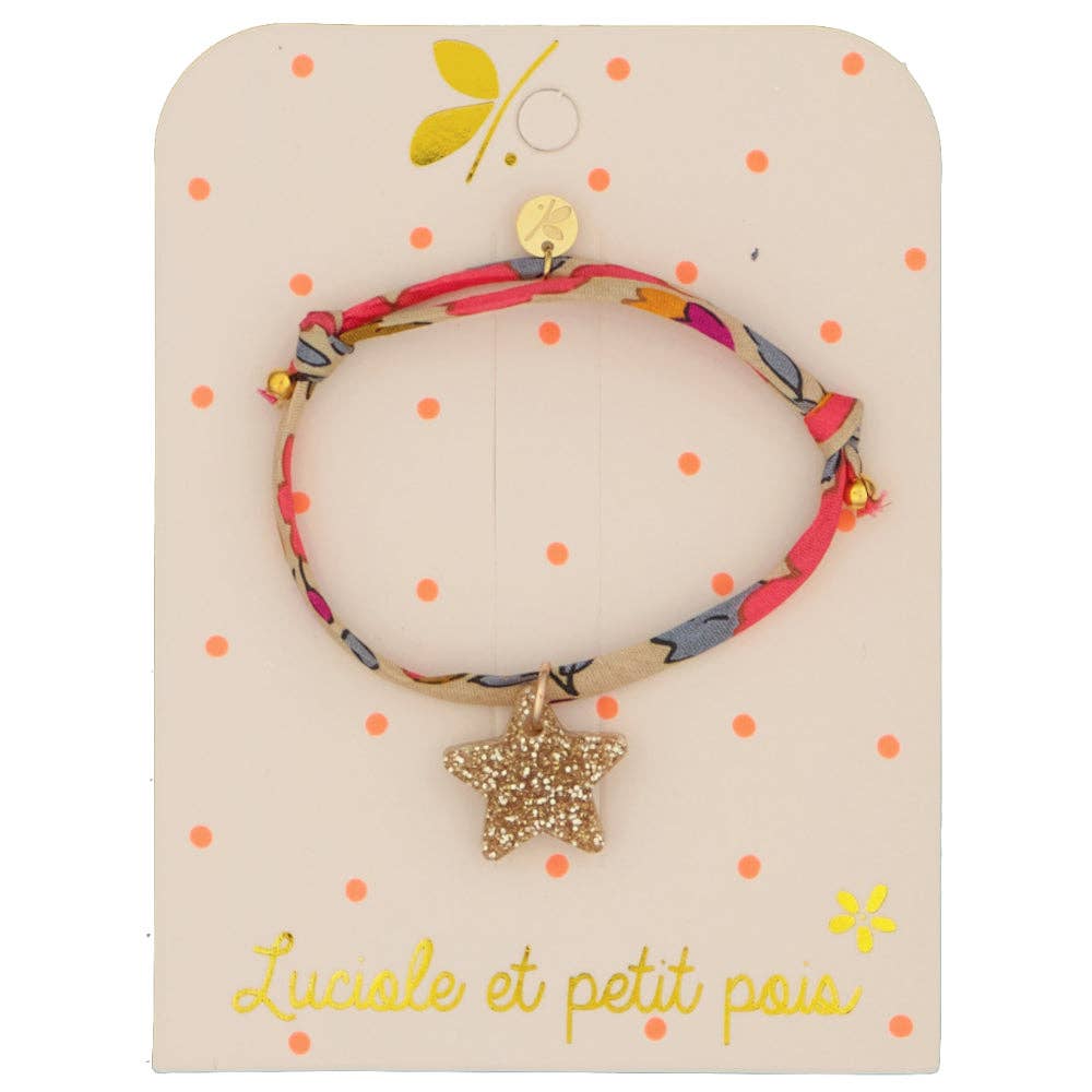 Liberty bracelet - Betsy fluorescent tea (gold star) by Luciole et Petit Pois