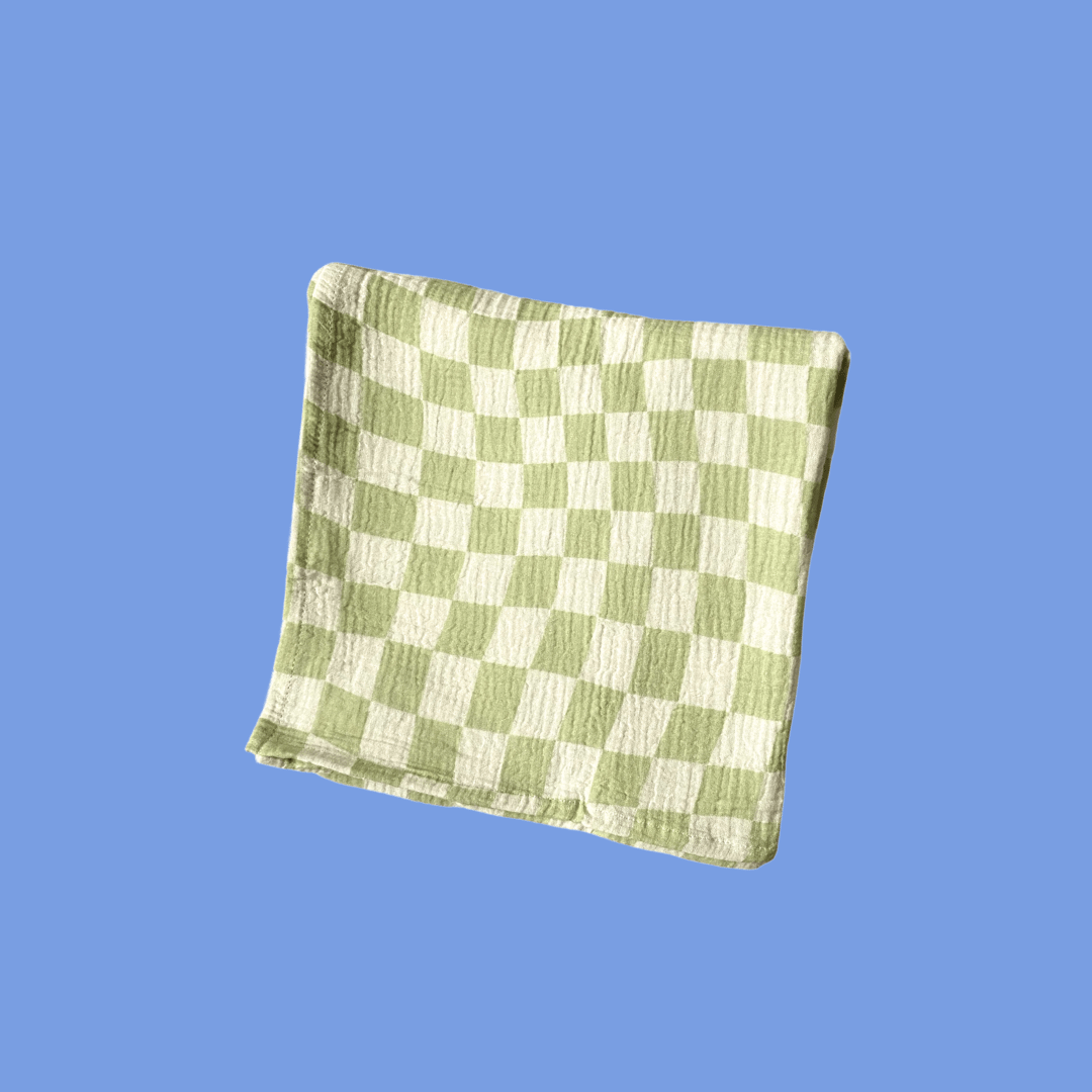 Lime Checked Organic Cotton Baby Swaddle by Golden Child