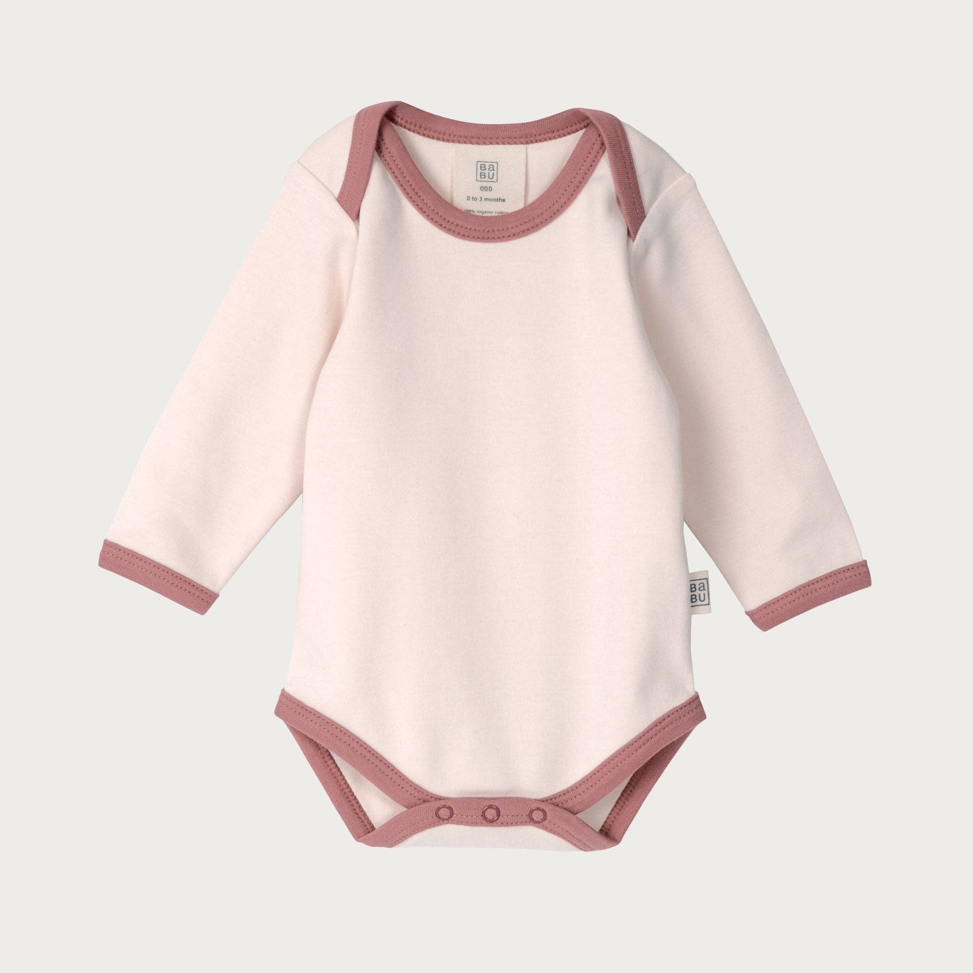 Long Sleeve Bodysuit - Petal Contrast 0-3 months by Babu