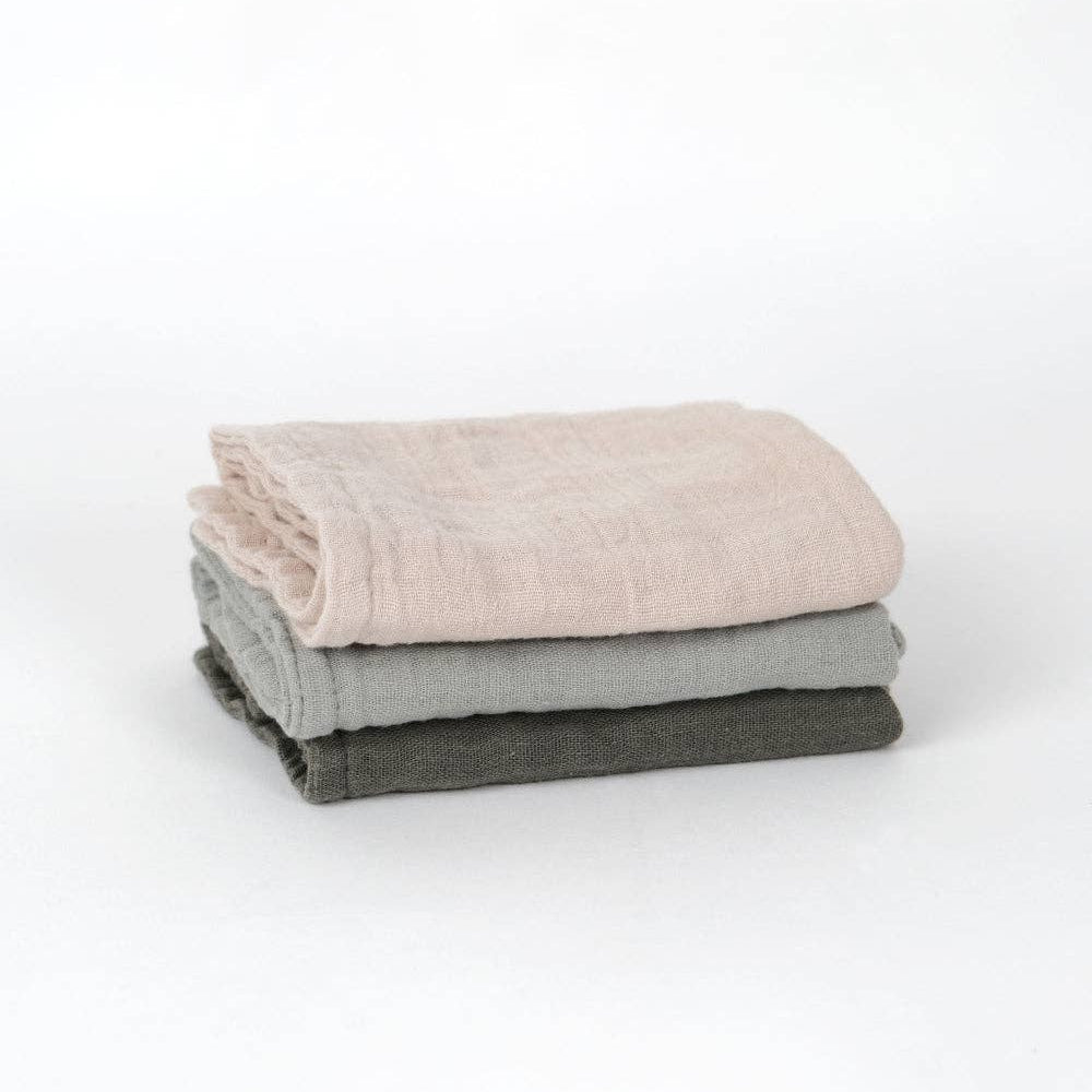Muslin Wash Cloths (3 Pack) - Moss, Sage & Oat by Babu