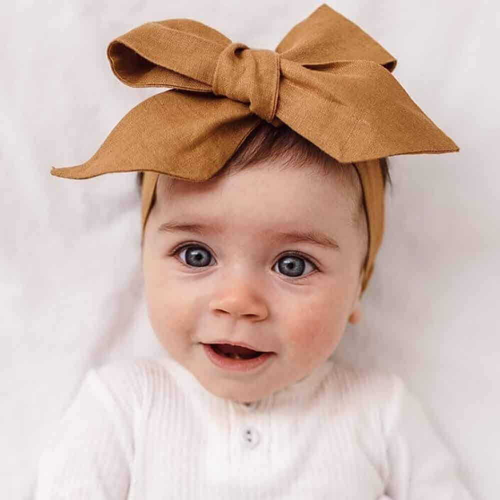Mustard Pre-Tied Linen Bow - Baby & Toddler by Snuggle Hunny
