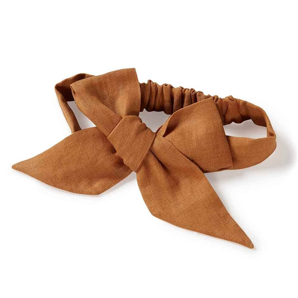 Mustard Pre-Tied Linen Bow - Baby & Toddler by Snuggle Hunny