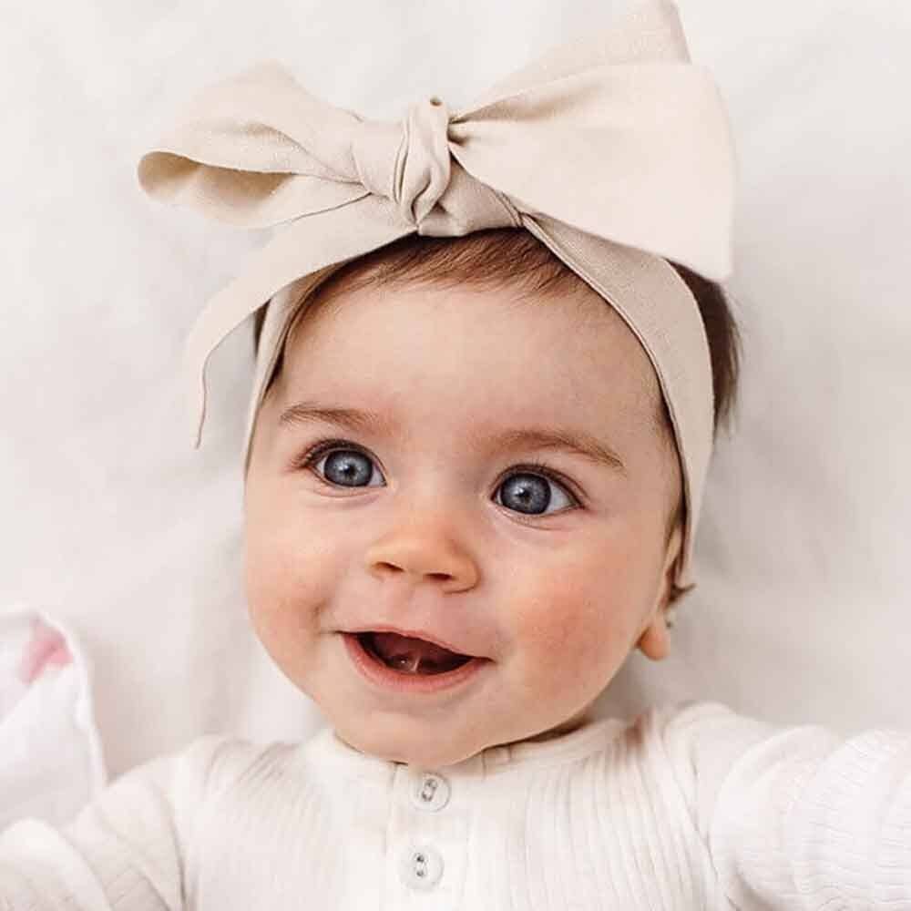 Natural Pre-Tied Linen Bow - Baby & Toddler by Snuggle Hunny