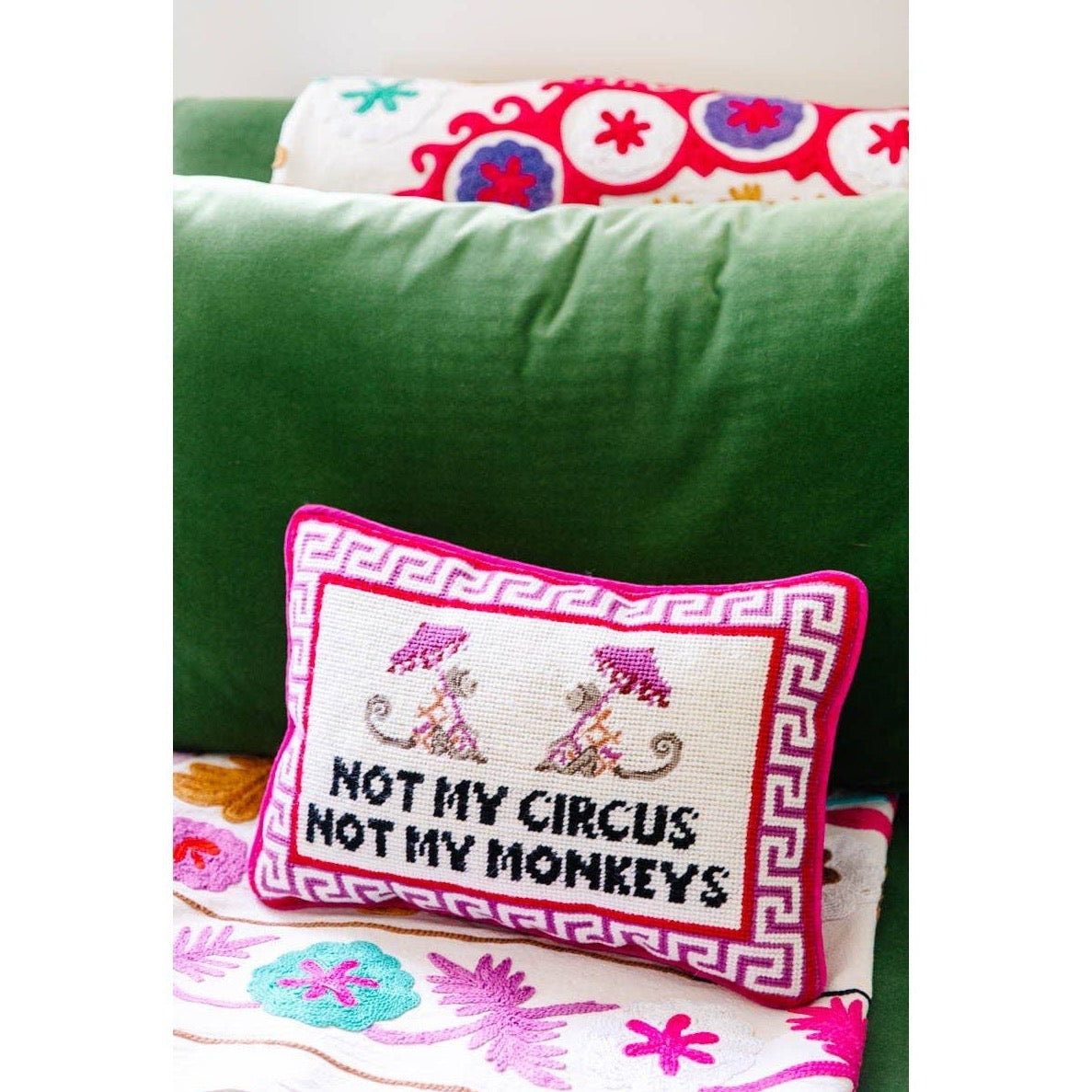 Not My Circus Needlepoint Pillow by Furbish Studio
