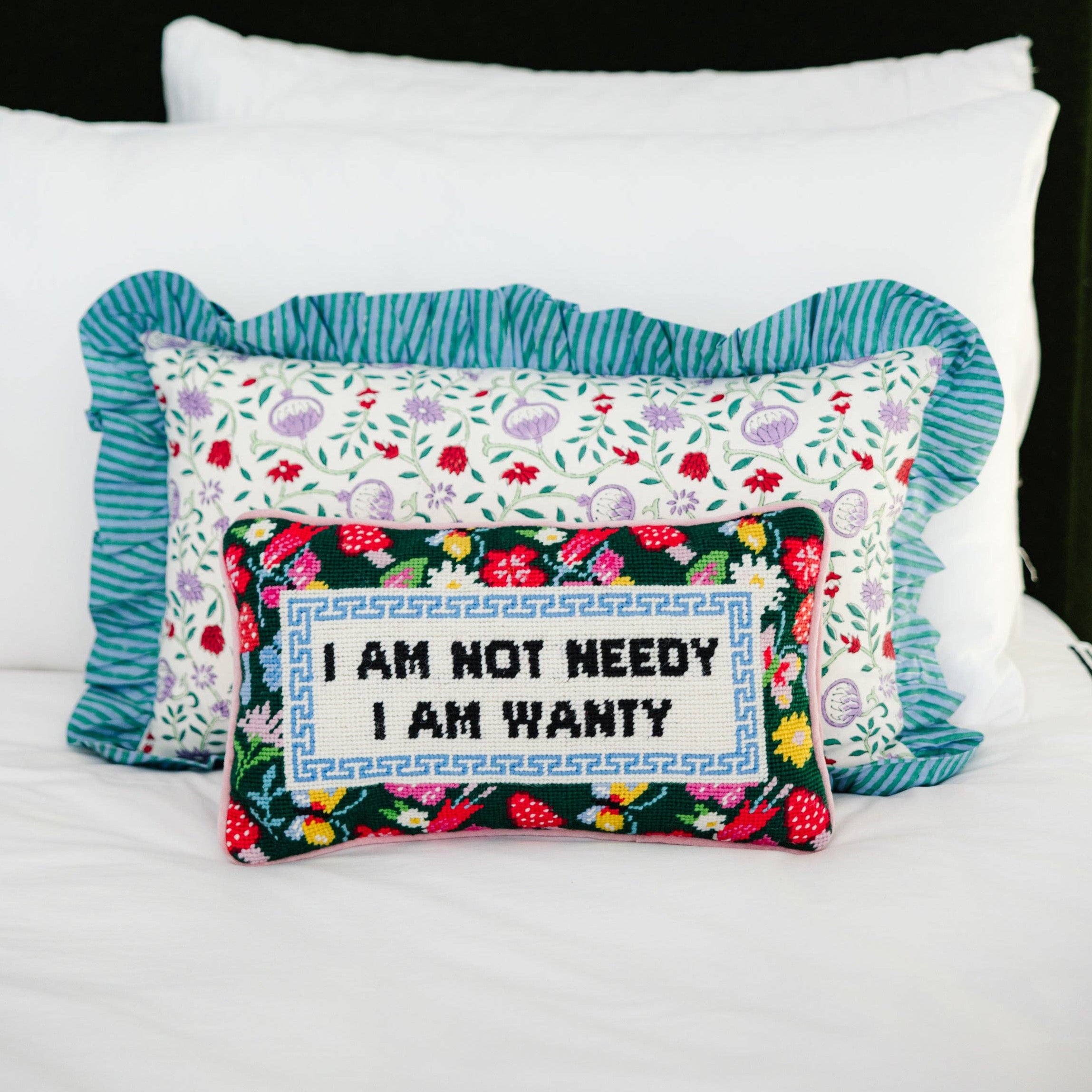 Not Needy Needlepoint Pillow by Furbish Studio