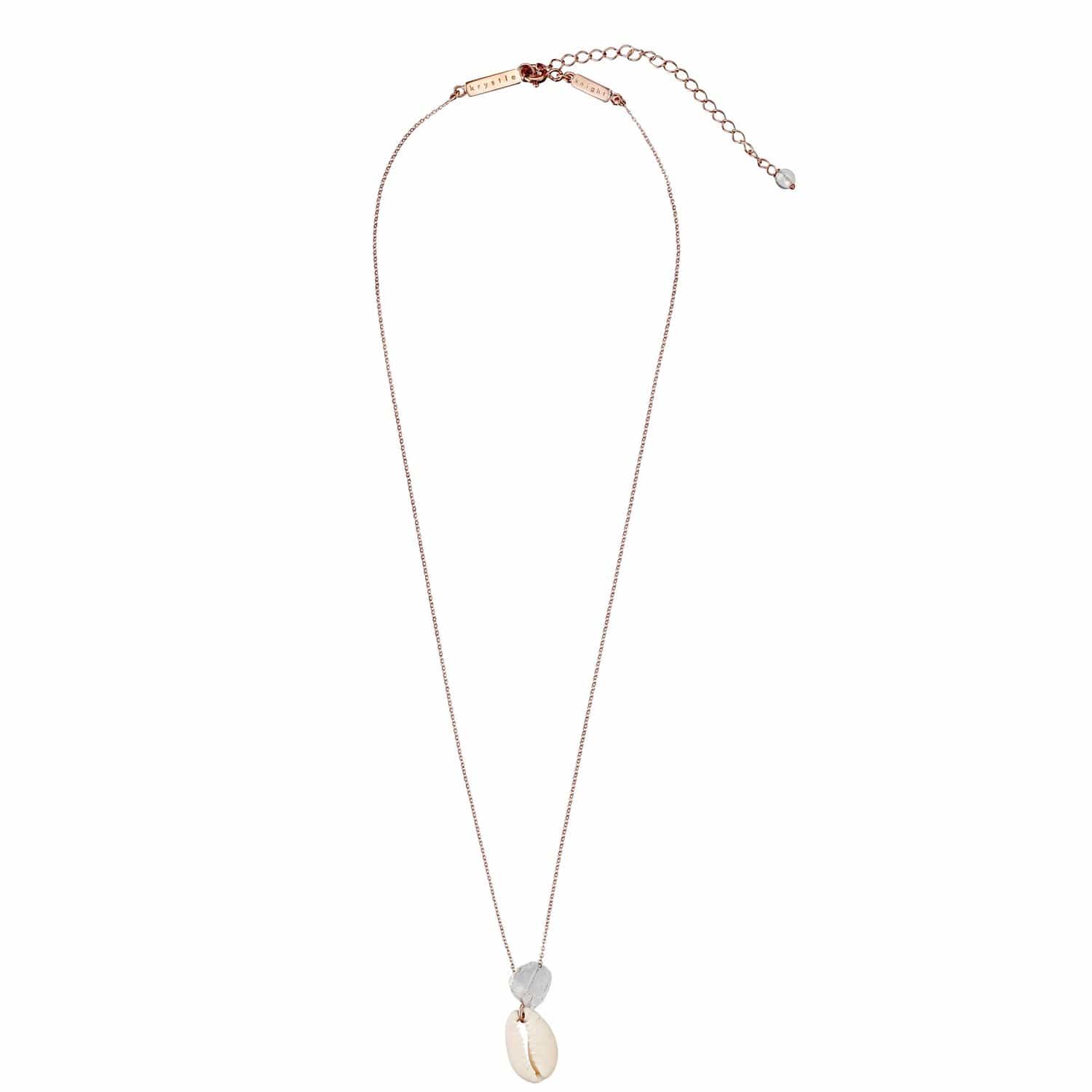ocean shell + clear quartz necklace 24K Rose Gold Plated by Krystle Knight