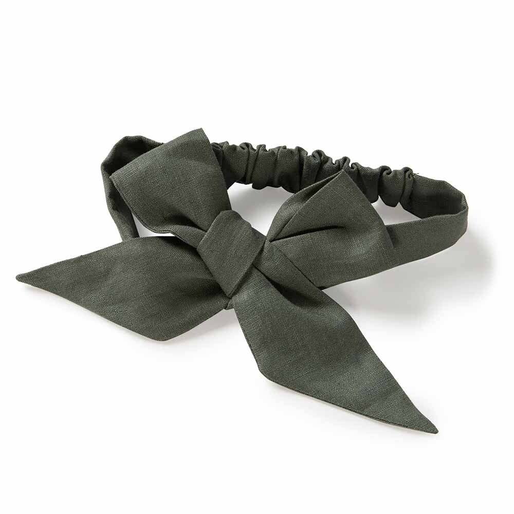 Olive Pre-Tied Linen Bow - Baby & Toddler by Snuggle Hunny