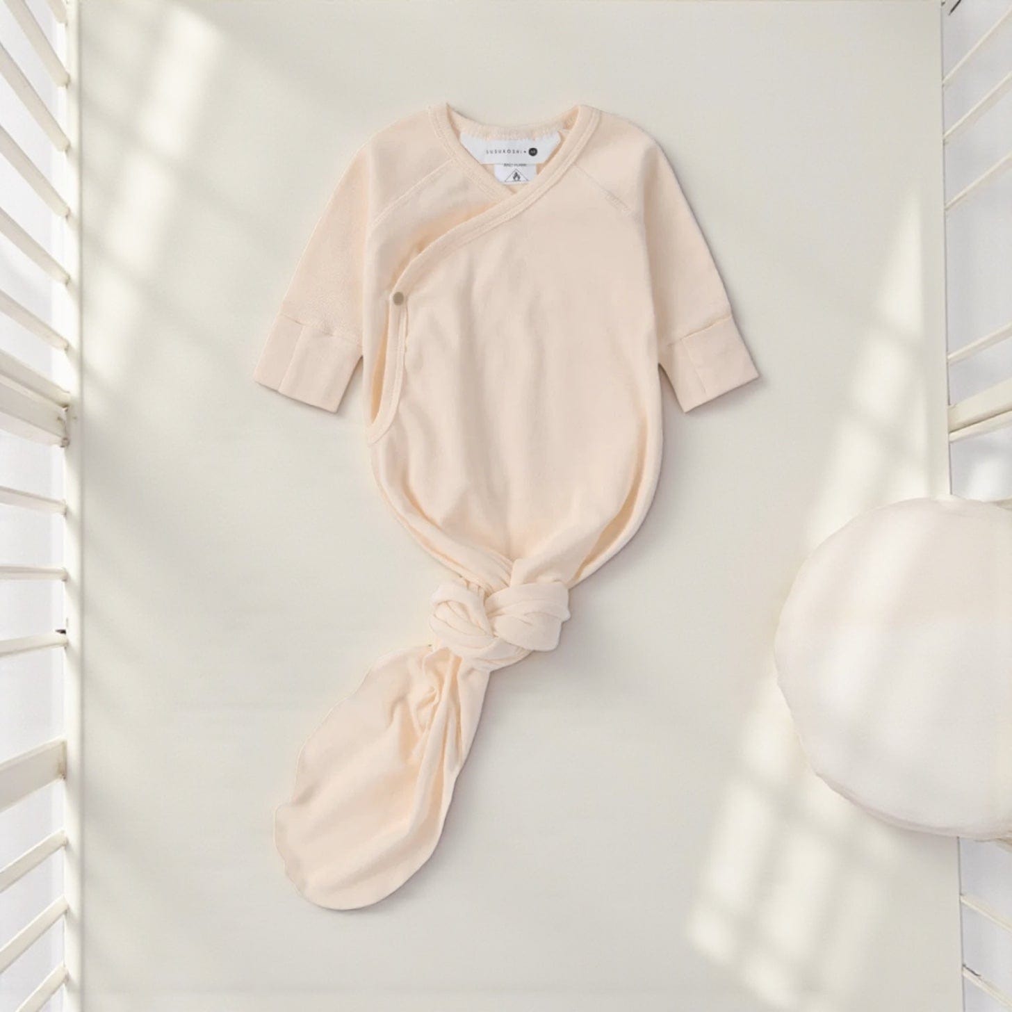 Organic Cotton New Born Baby Kimono Gown Eggshell by Susukoshi