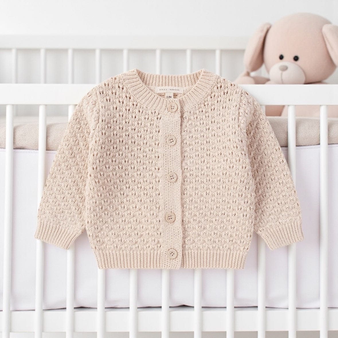 Organic Knit Baby Cardigan - Pointelle Cream by Susukoshi
