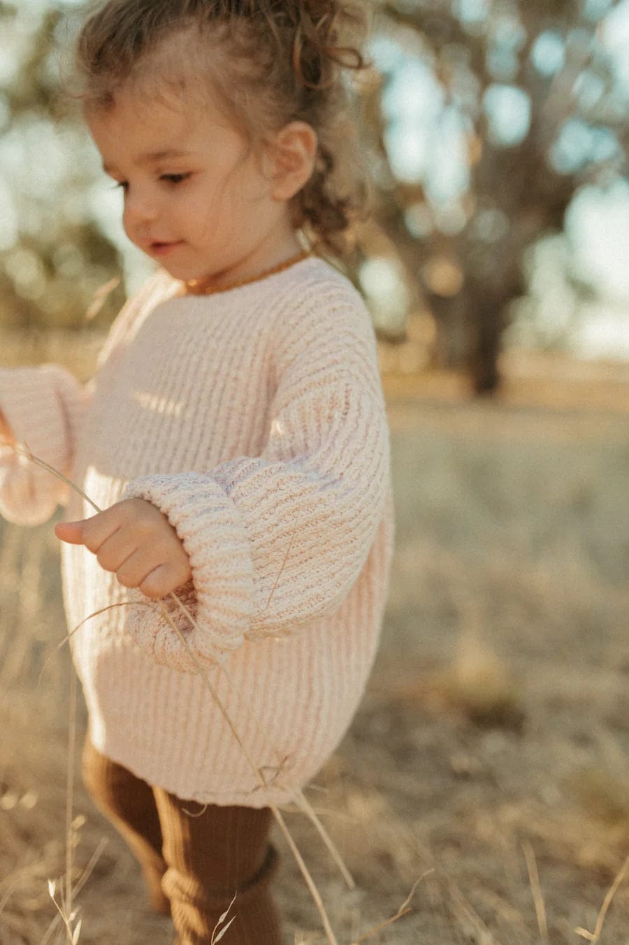 Organic Textured Pullover in Pink Salt by Grown