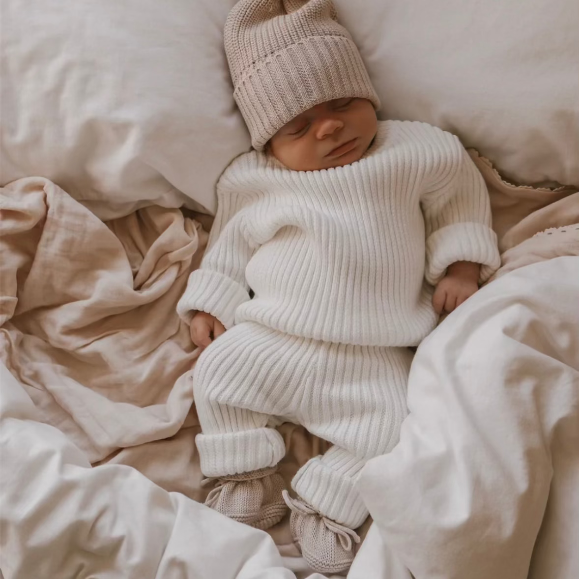 Petite and Co Classic Ribbed Set – Milk (0–3 Months) by Petite and Co