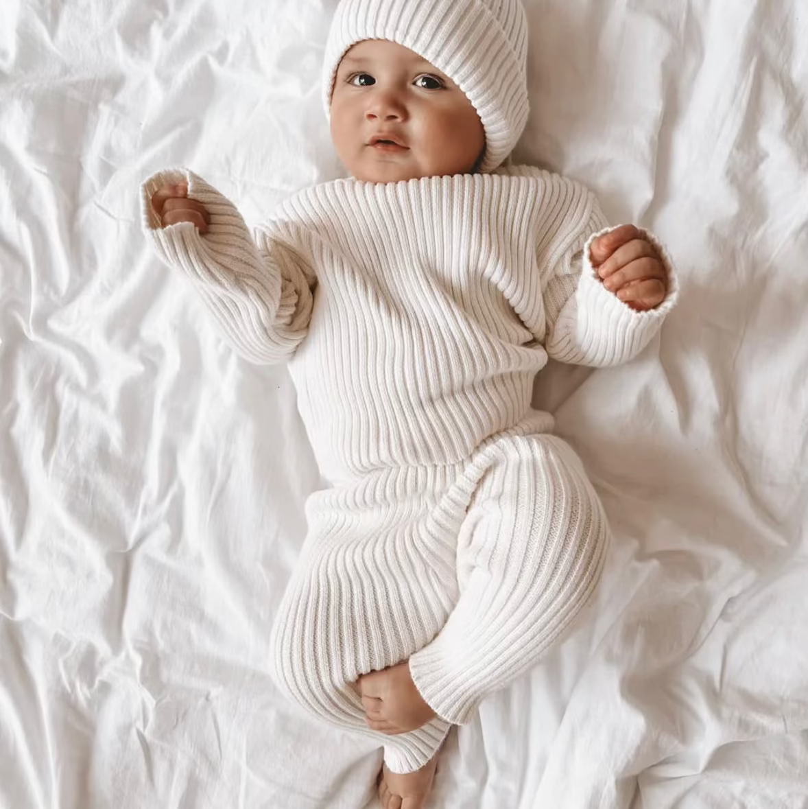 Petite and Co Classic Ribbed Set – Milk (0–3 Months) by Petite and Co