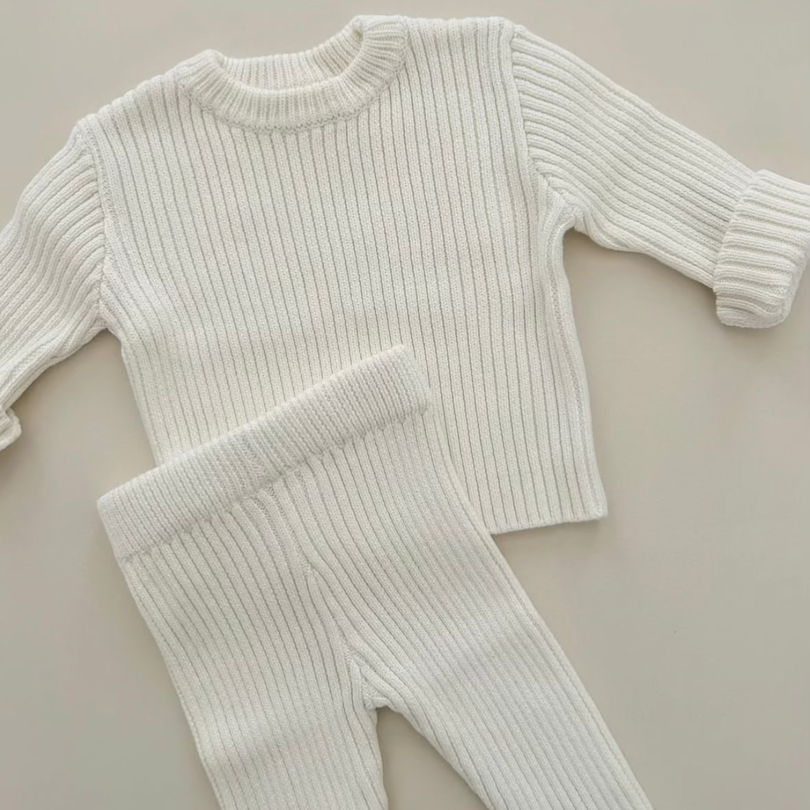 Petite and Co Classic Ribbed Set – Milk (0–3 Months) by Petite and Co