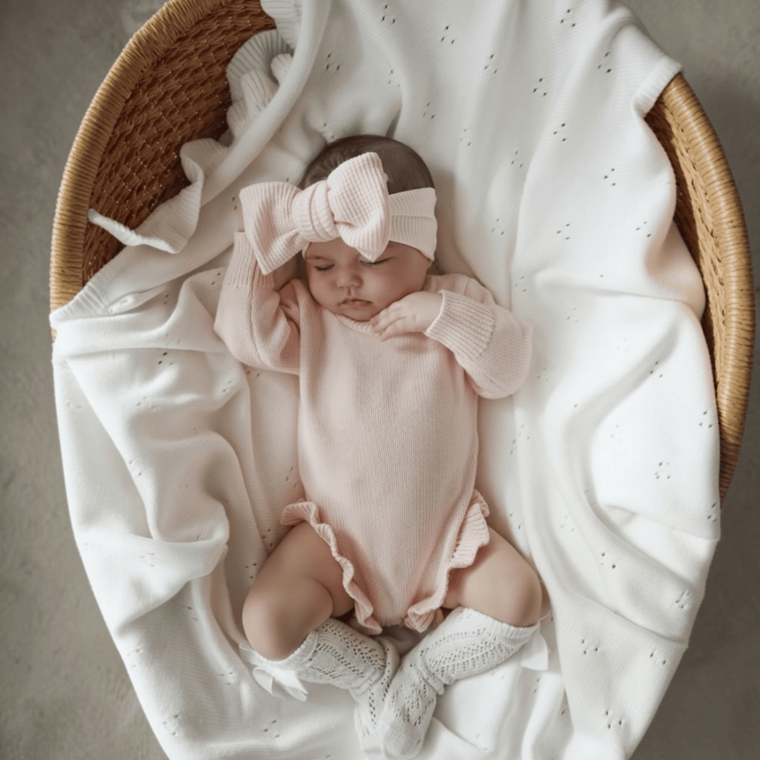 Petite and Co Frill Pointelle Baby Blanket - Milk by Petite and Co