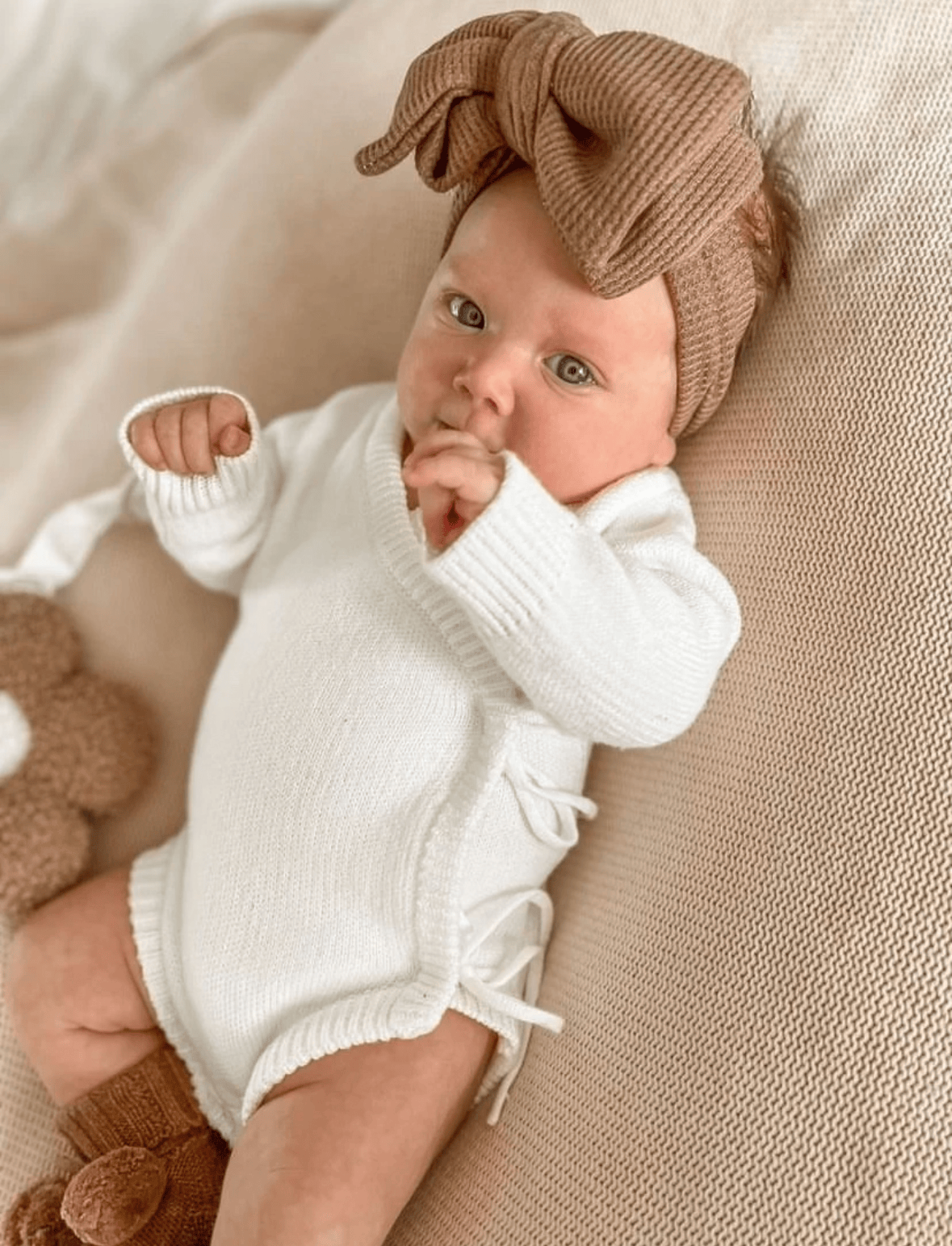 Petite and Co Knit Bodysuit - White 0-3 months by Petite and Co