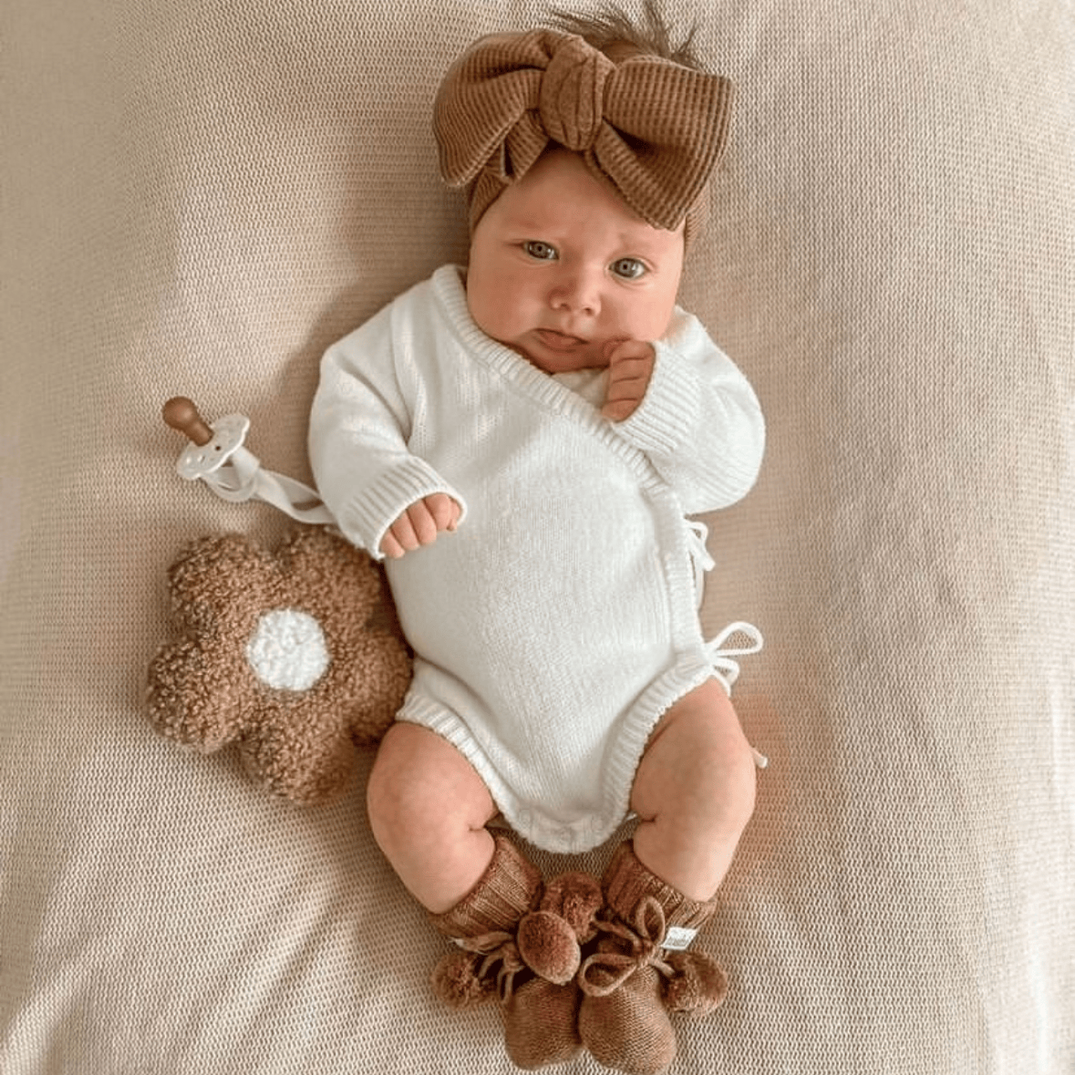 Petite and Co Knit Bodysuit - White 0-3 months by Petite and Co