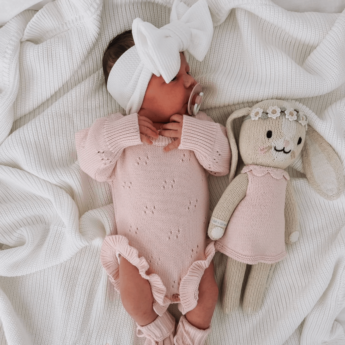 Petite and Co Pointelle Baby Romper - Baby Pink 0-3 Months by Petite and Co