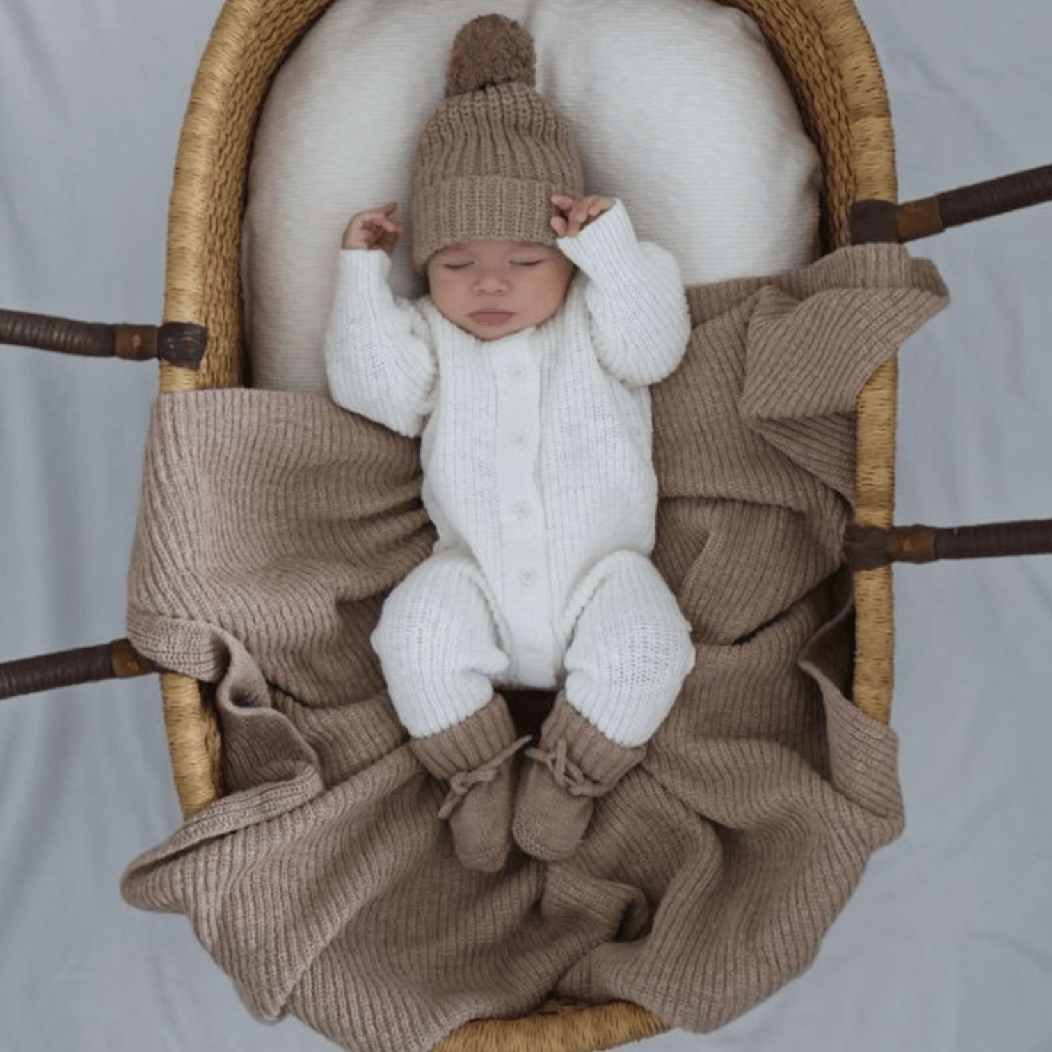 Petite and Co Textured Ribbed Cotton Blanket - Brown by Petite and Co