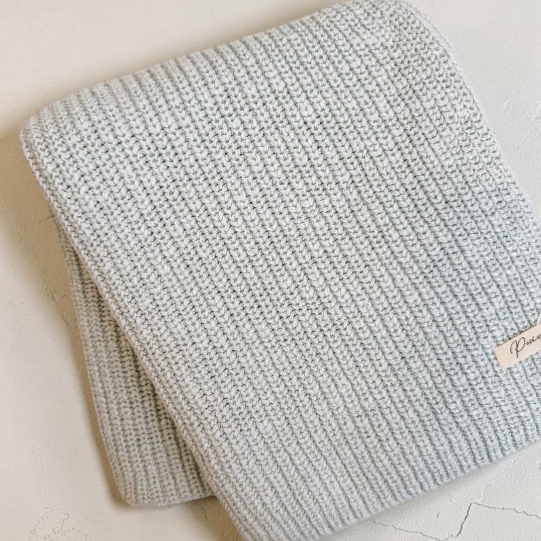 Petite and Co Textured Ribbed Cotton Blanket - Sea Mist by Petite and Co