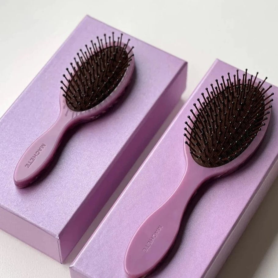 Petite Travel Detangling Hair Brush in Orchid Alabaster and Malachite by Machete