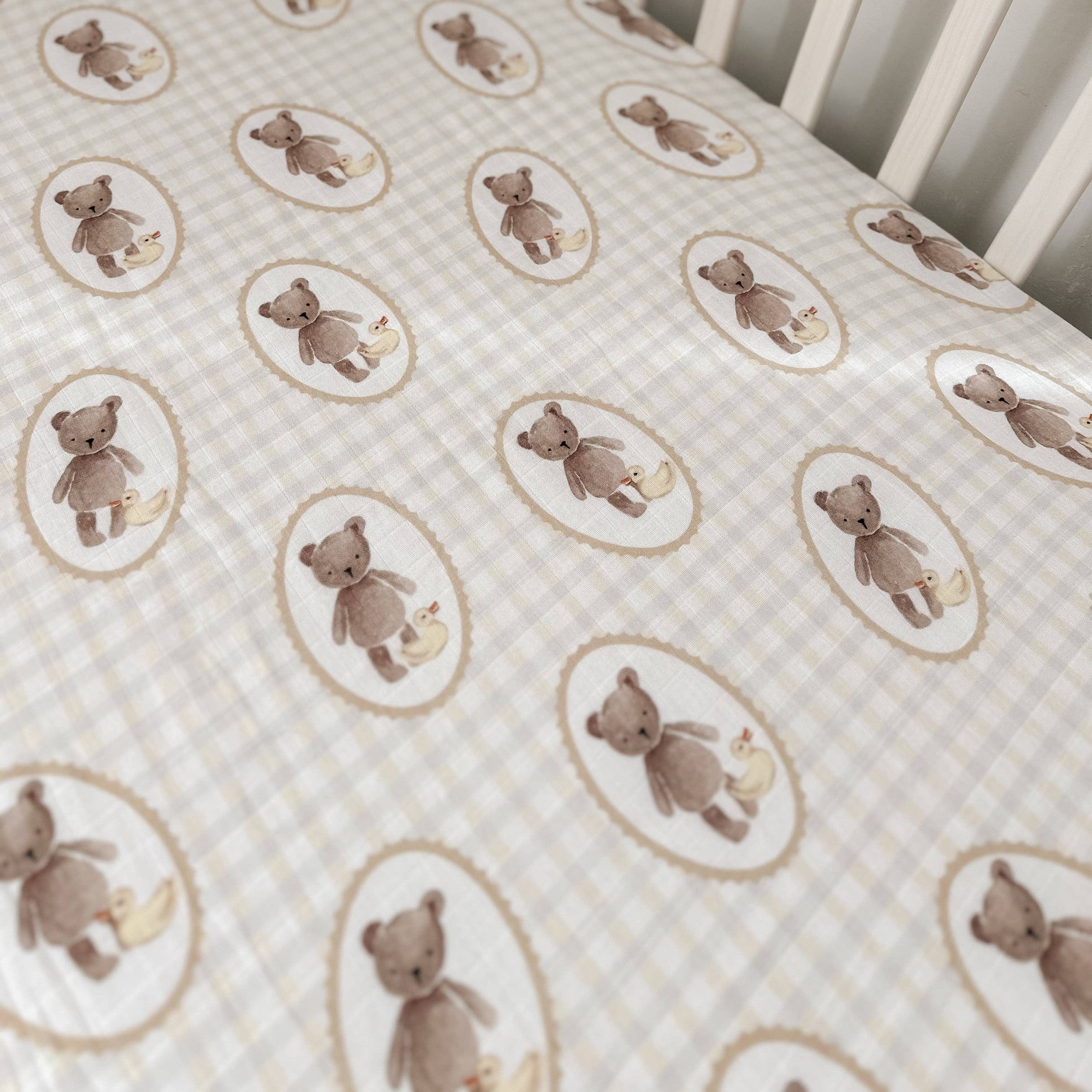 Pop Ya Tot - Ted & Duck Fitted Cot Sheet by Pop Ya Tot