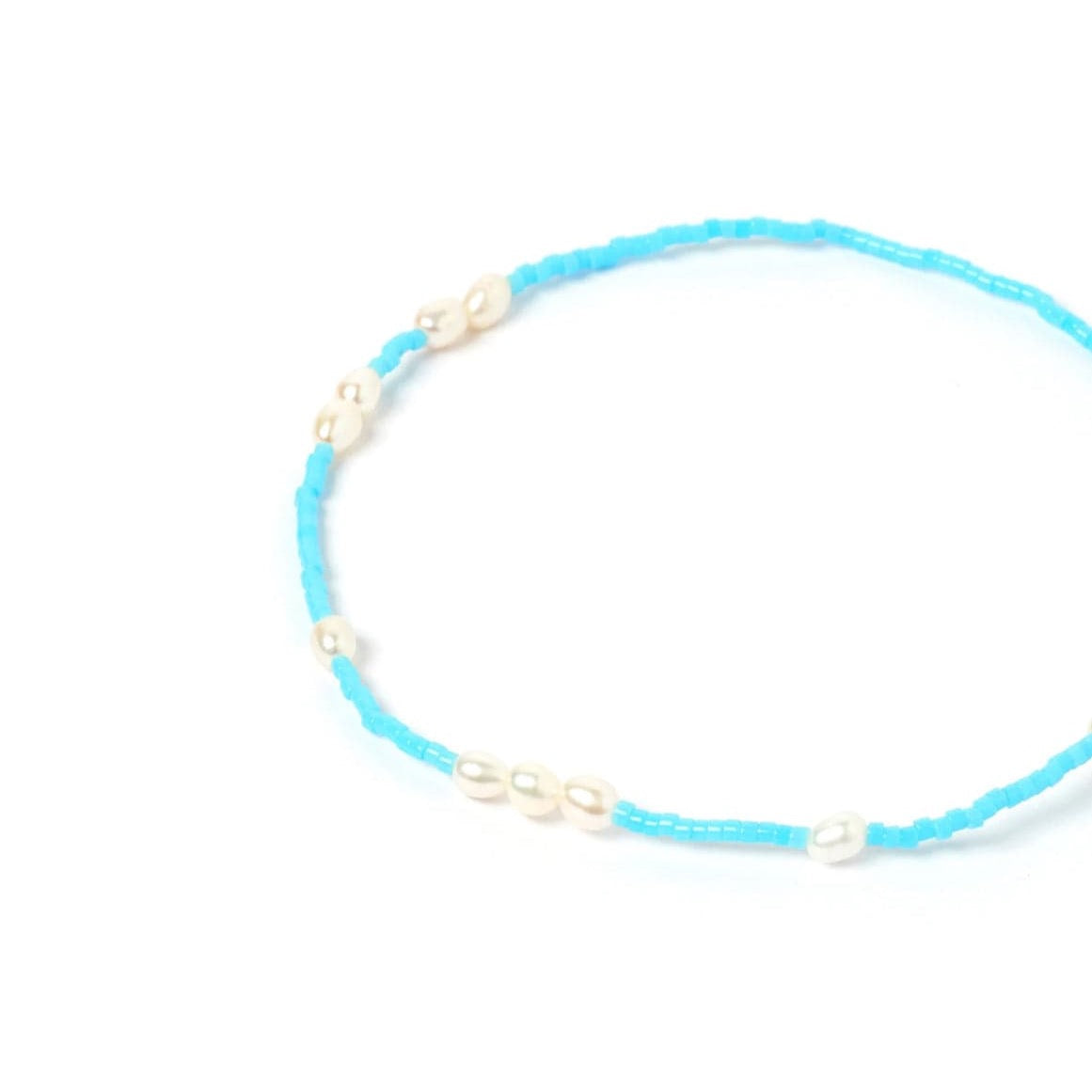 Poppy Pearl + Glass Bead Anklet Turquoise For Her by Arms of Eve