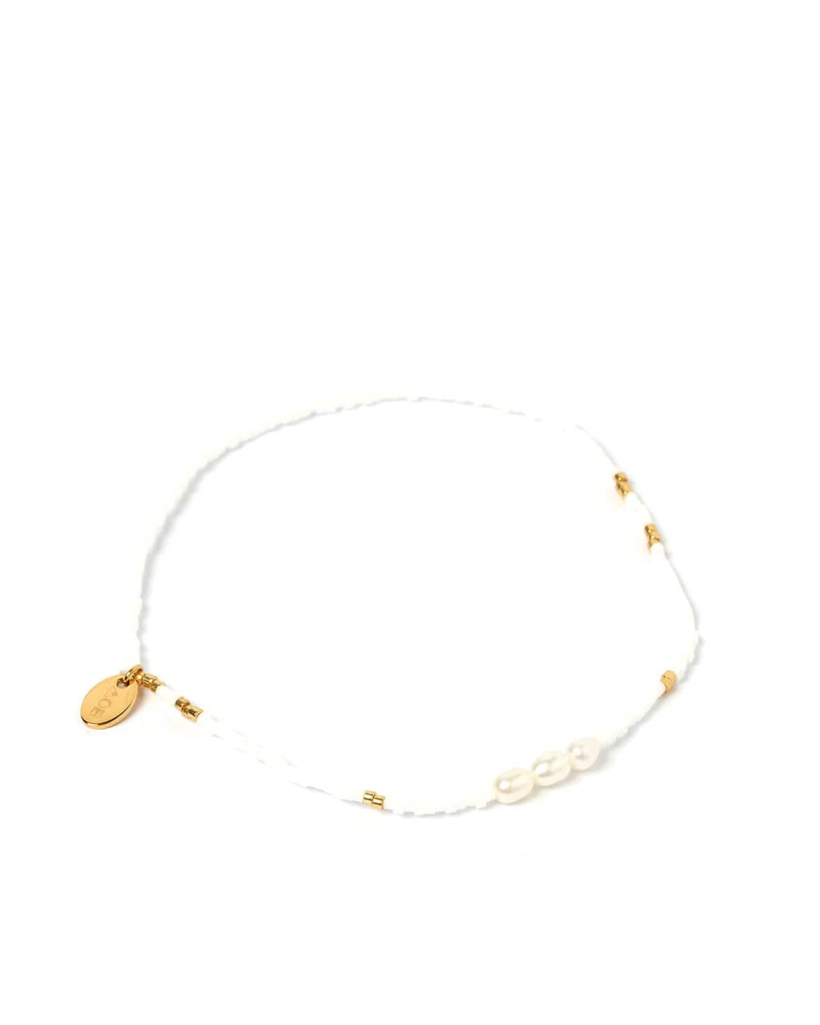 Poppy Pearl + Glass Bead Anklet White For Her by Arms of Eve