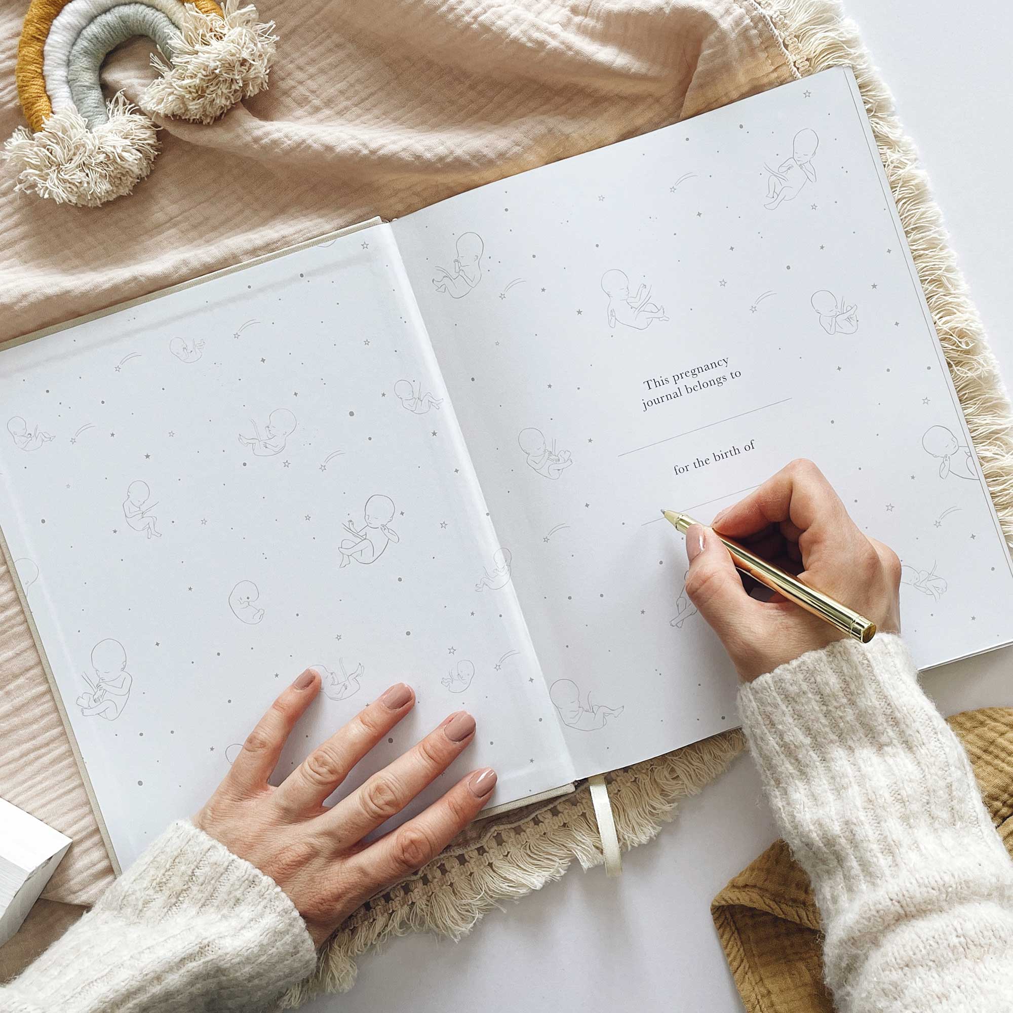 Pregnancy Journal (Pearl) - keepsake parents to be journal by Blush And Gold