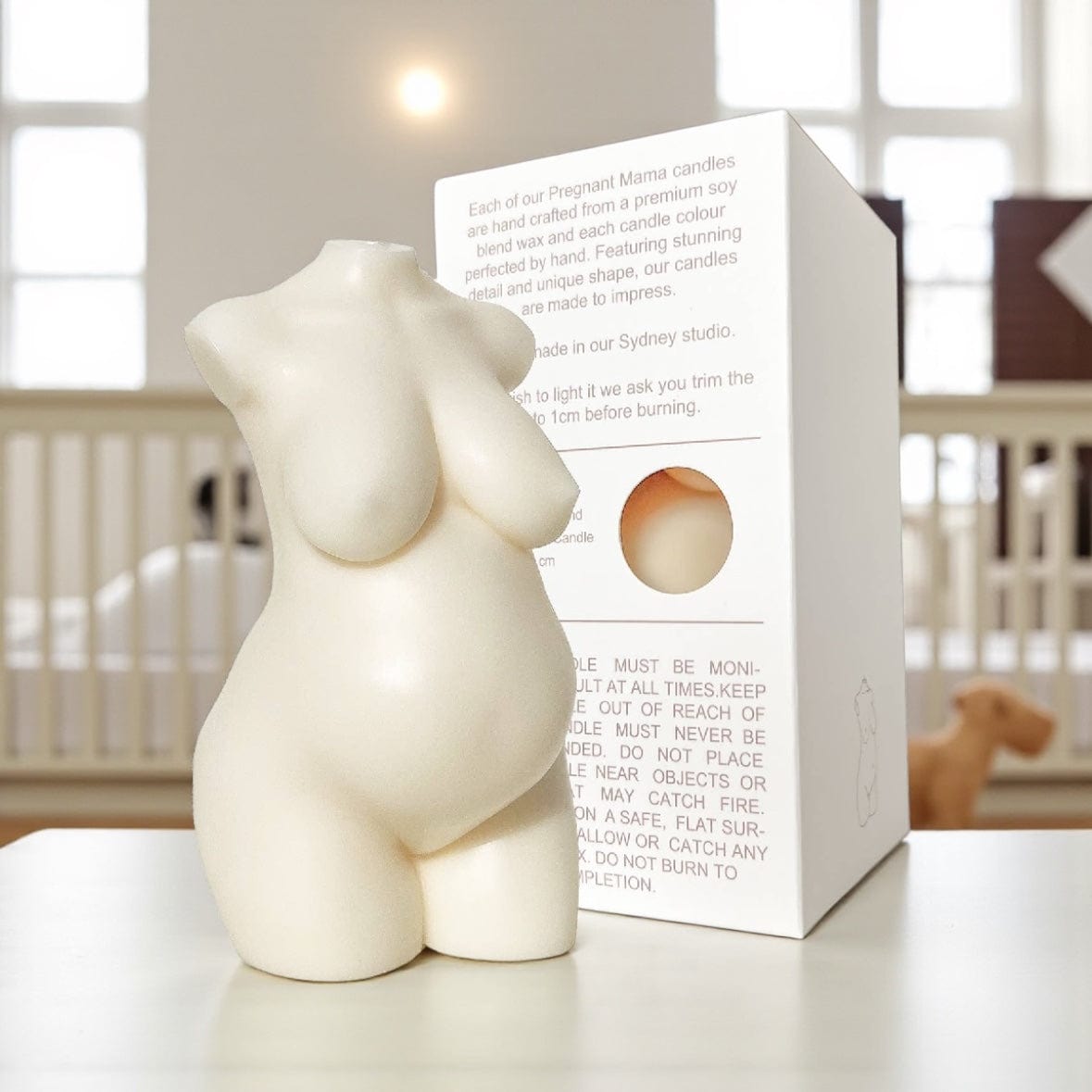Pregnant Candle Scented in Ivory and Caramel Ivory by Arty Bub