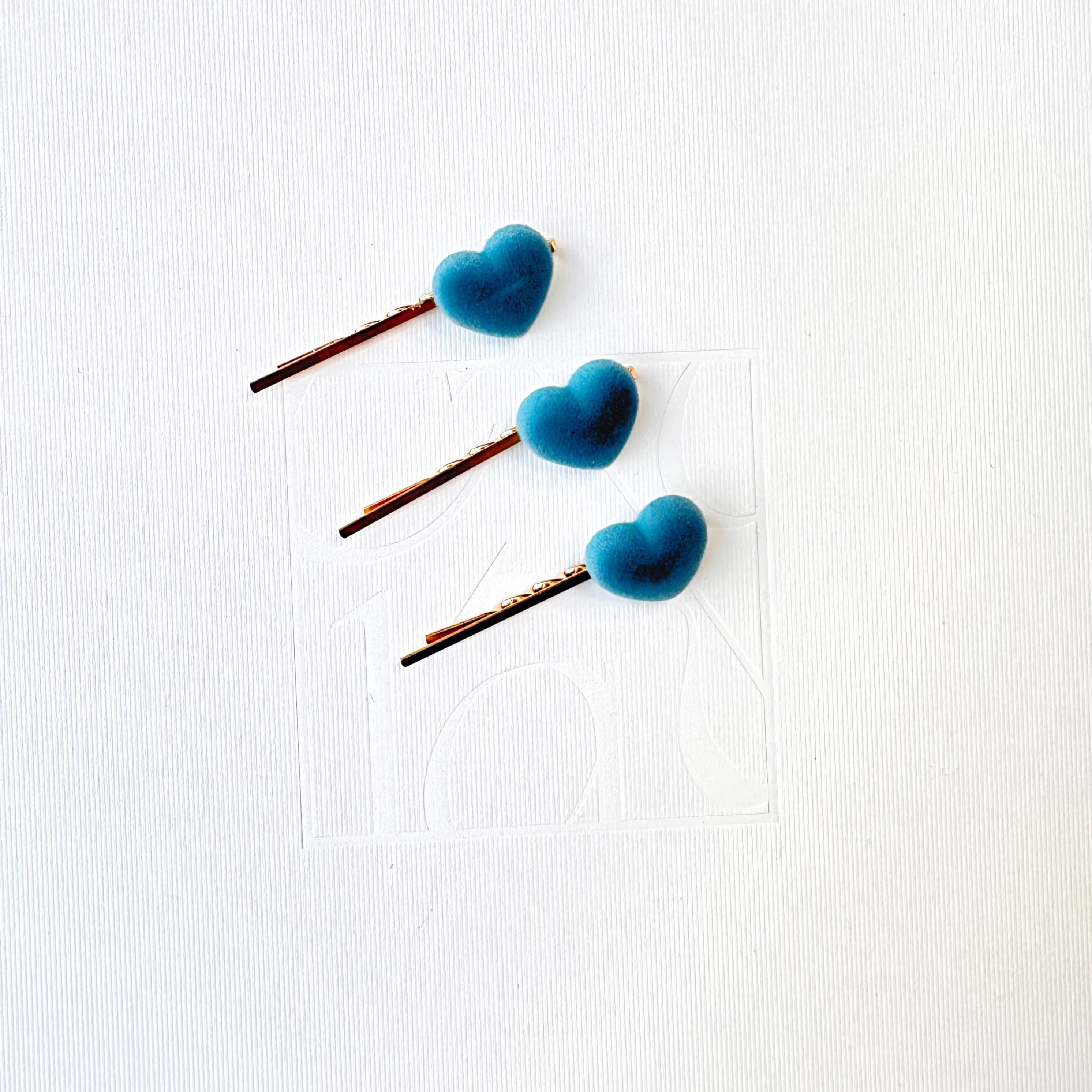 Queen of Hearts Velvet Vintage Heart Hair Pins: Blue by Lovesick Rebel
