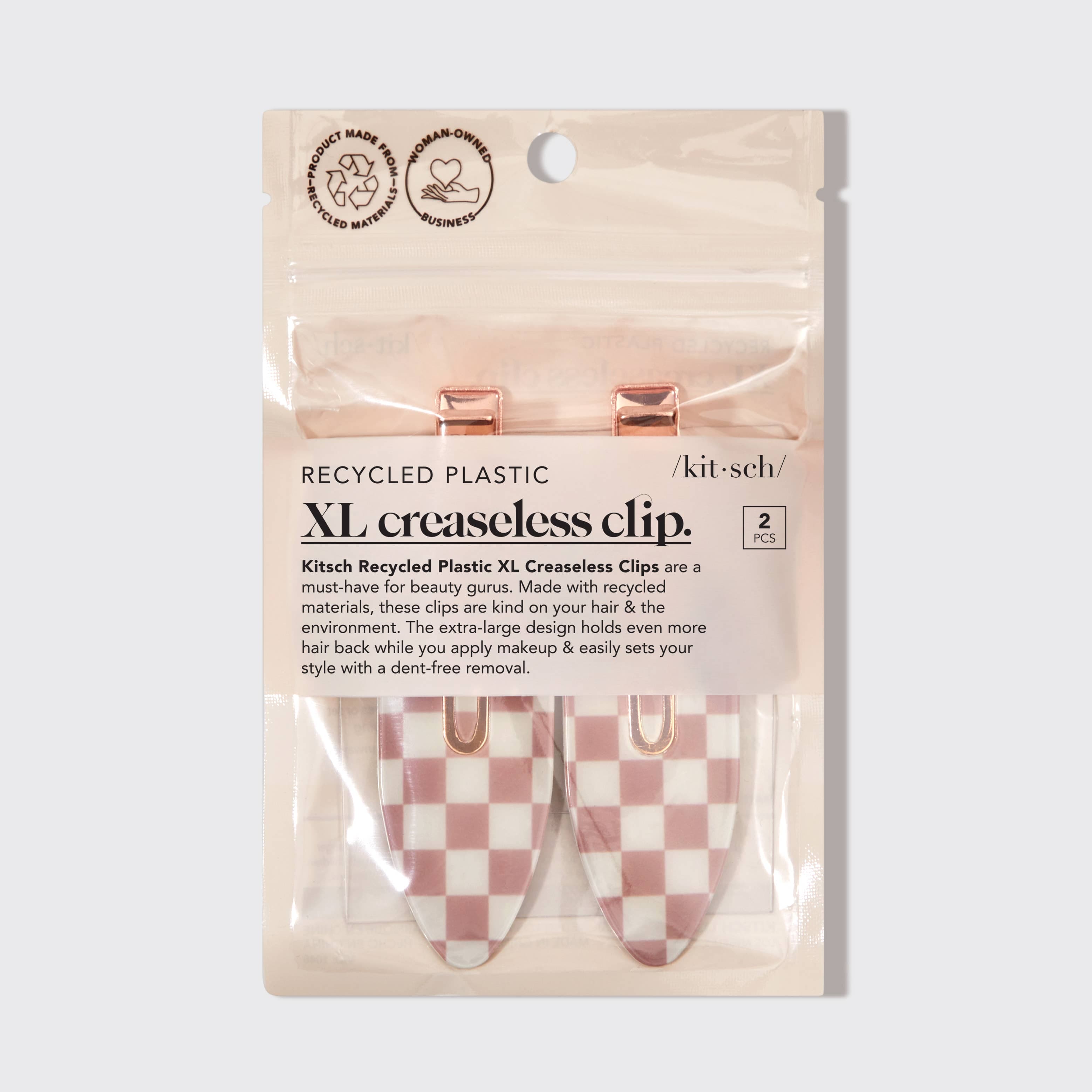 Recycled Plastic XL Creaseless Clips 2pc Set -Terracotta by KITSCH