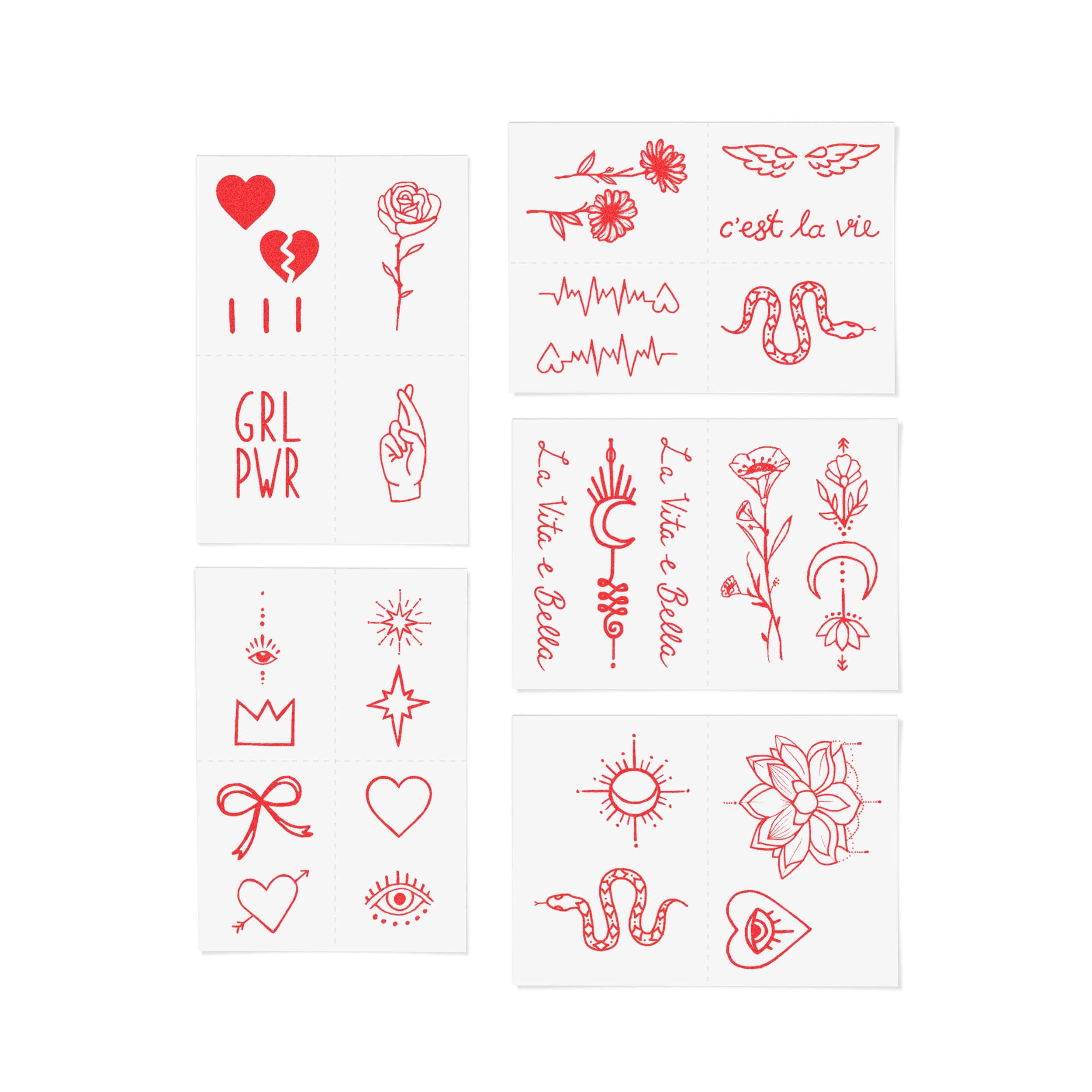 Red Ink Temporary Tattoo Pack by INKED by Dani