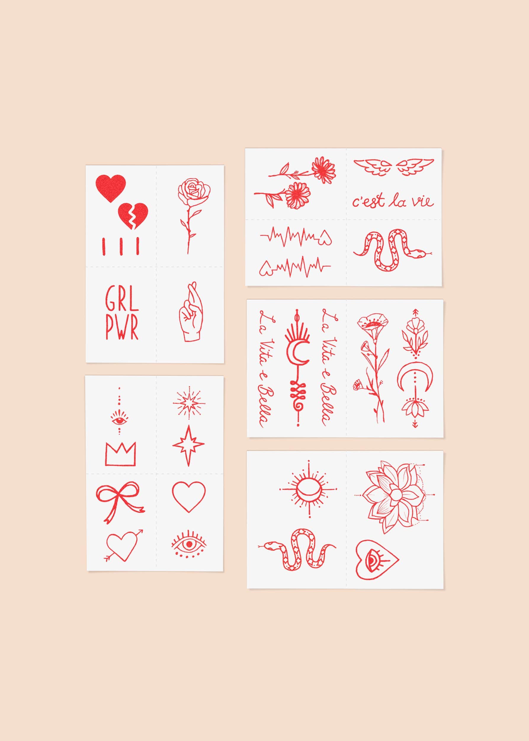 Red Ink Temporary Tattoo Pack by INKED by Dani