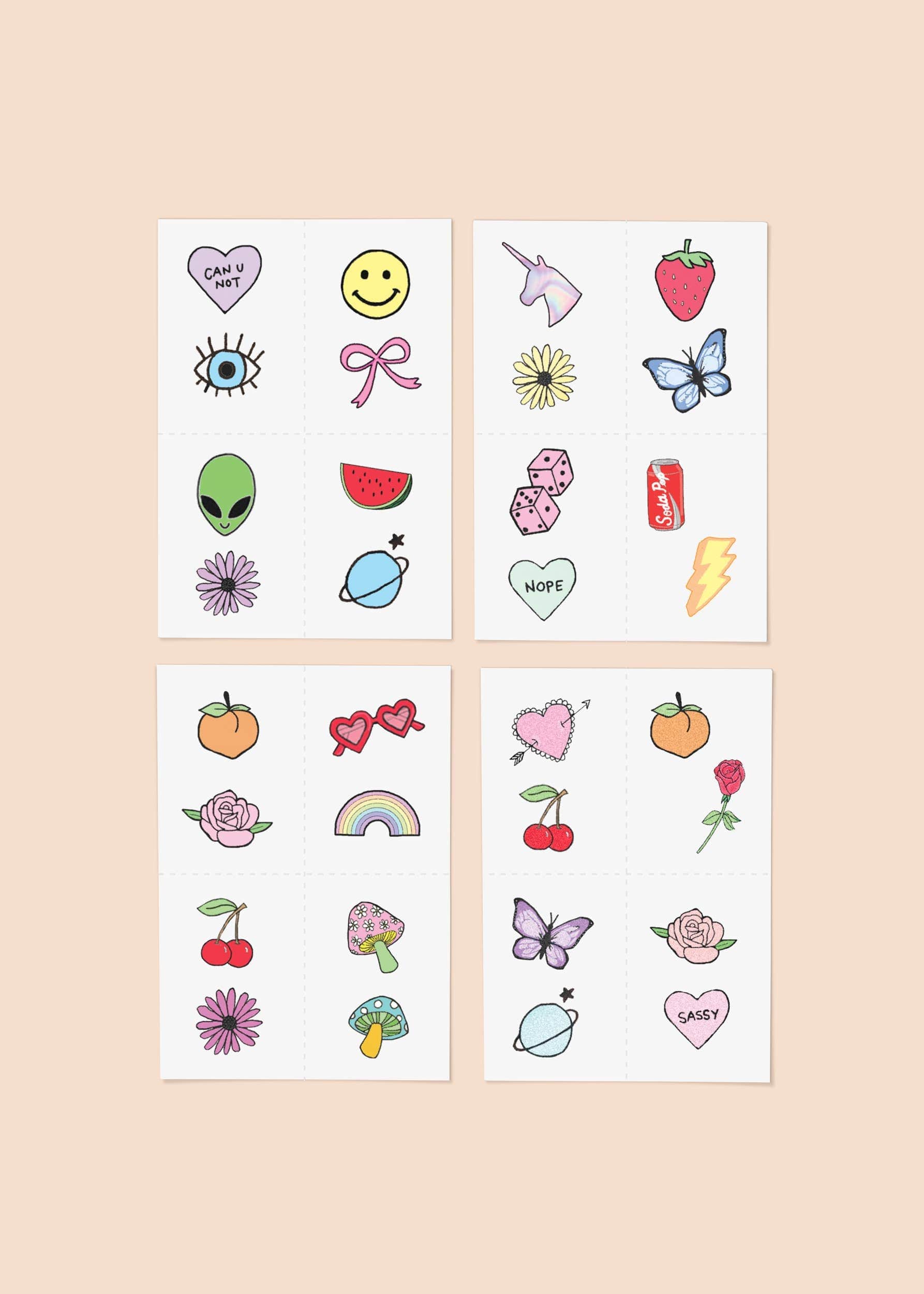 Retro Littles Temporary Tattoo Pack by INKED by Dani