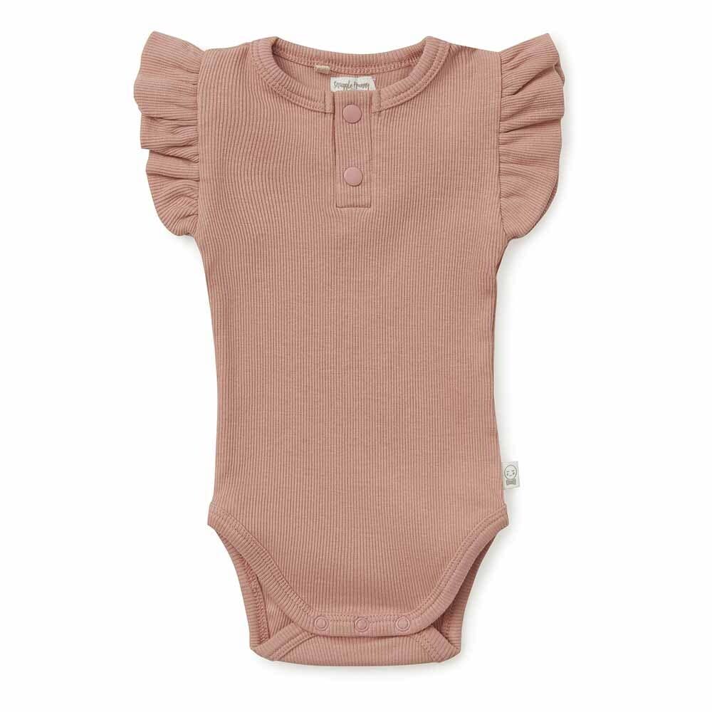 Rose Short Sleeve Organic Bodysuit: 0-3 Months (000) by Snuggle Hunny
