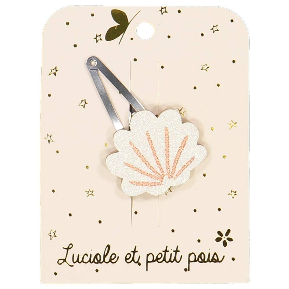 Seashell hair clip - White glitter by Luciole et Petit Pois