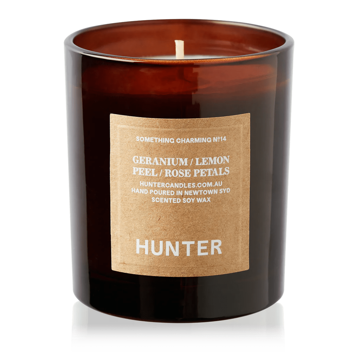 Something Charming. Candle- Geranium + Lemon Peel + Rose Petals by Hunter