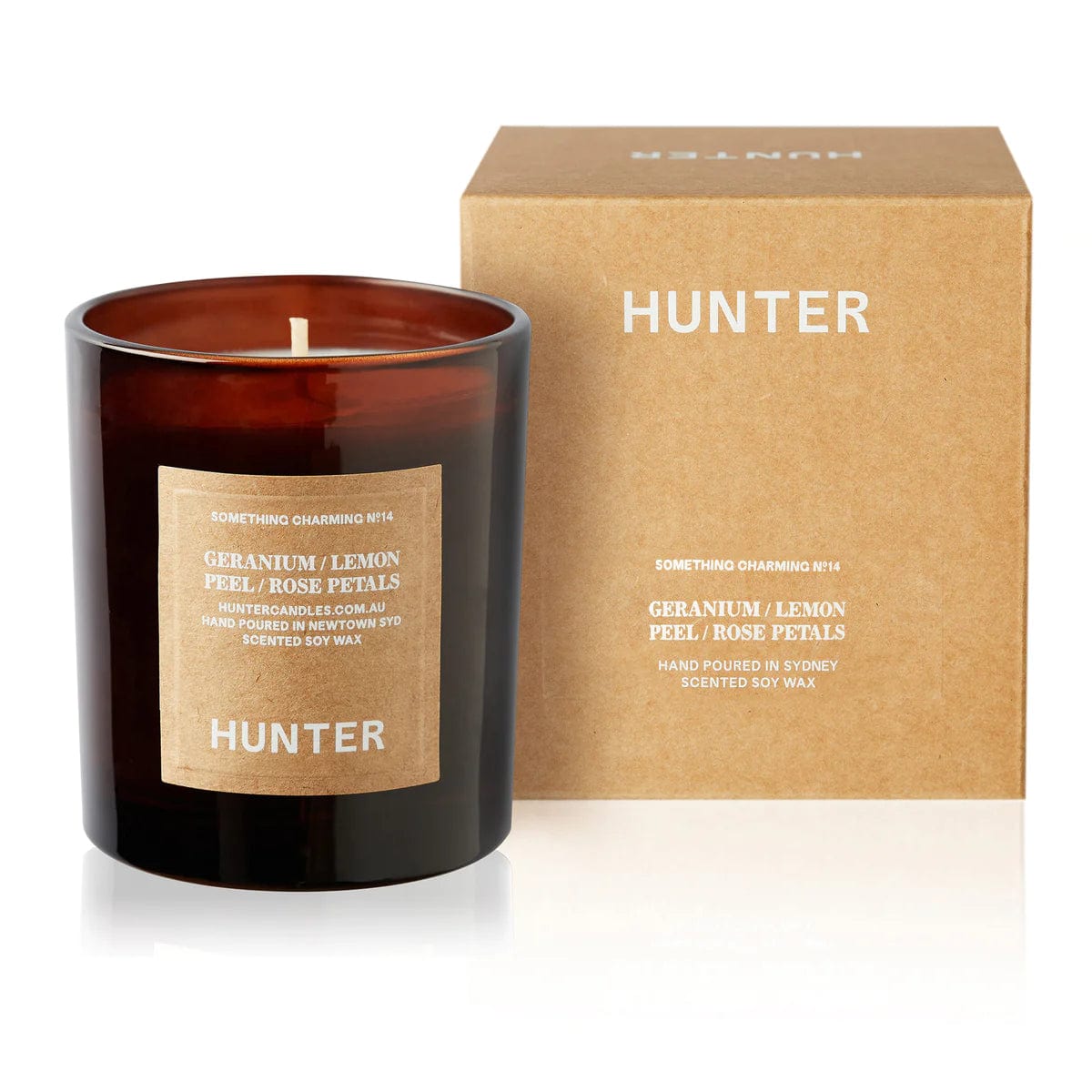 Something Charming. Candle- Geranium + Lemon Peel + Rose Petals by Hunter