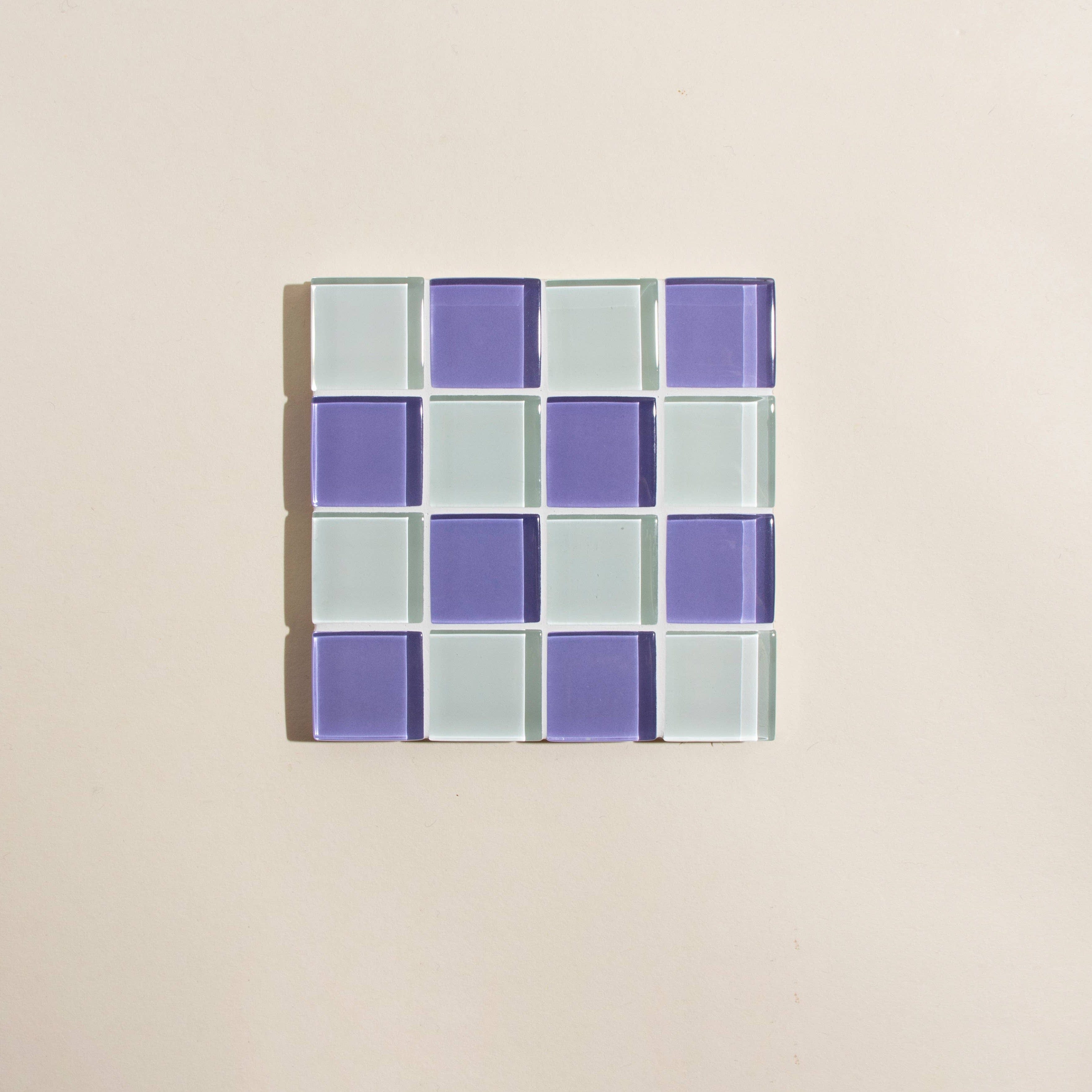 Subtle Art Studios Glass Tile Coaster - Assorted Colours Lavender Latte- 4 LEFT by Subtle Art Studios