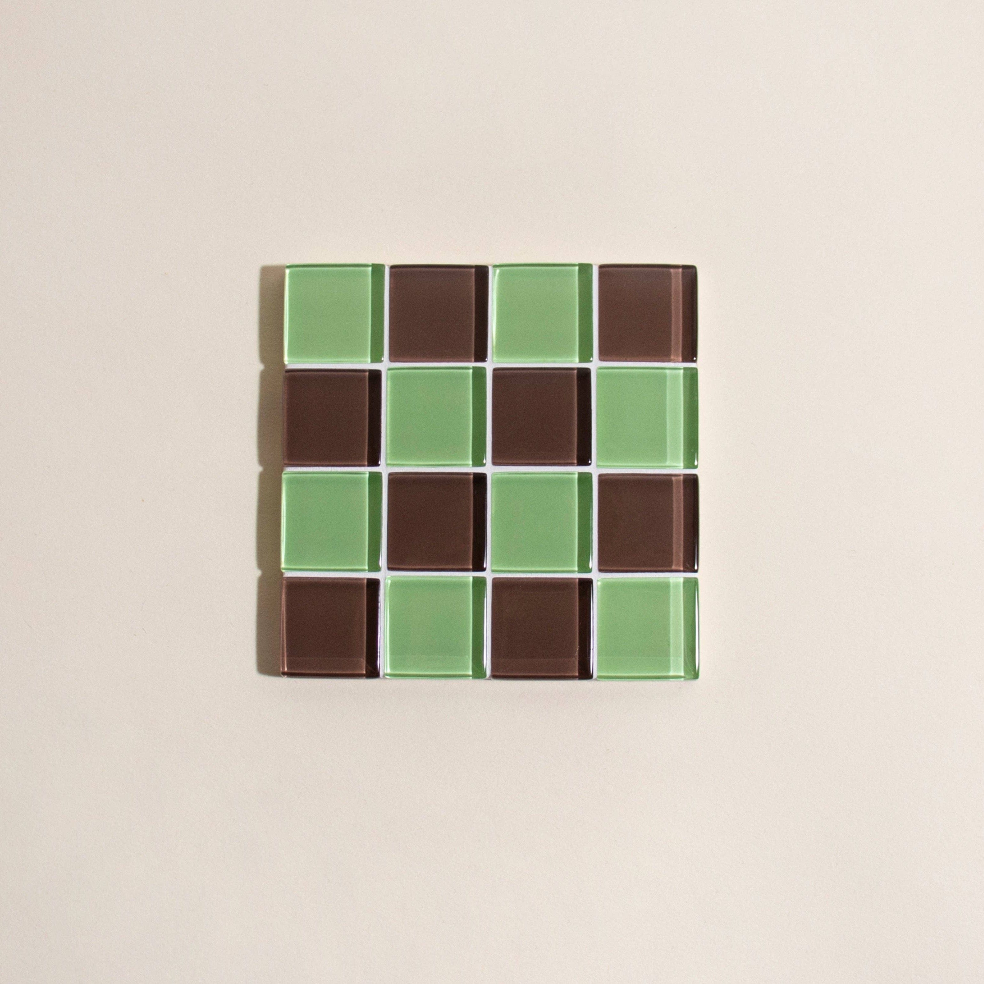 Subtle Art Studios Glass Tile Coasters - 22 colours Mint Dark Chocolate by Subtle Art Studios