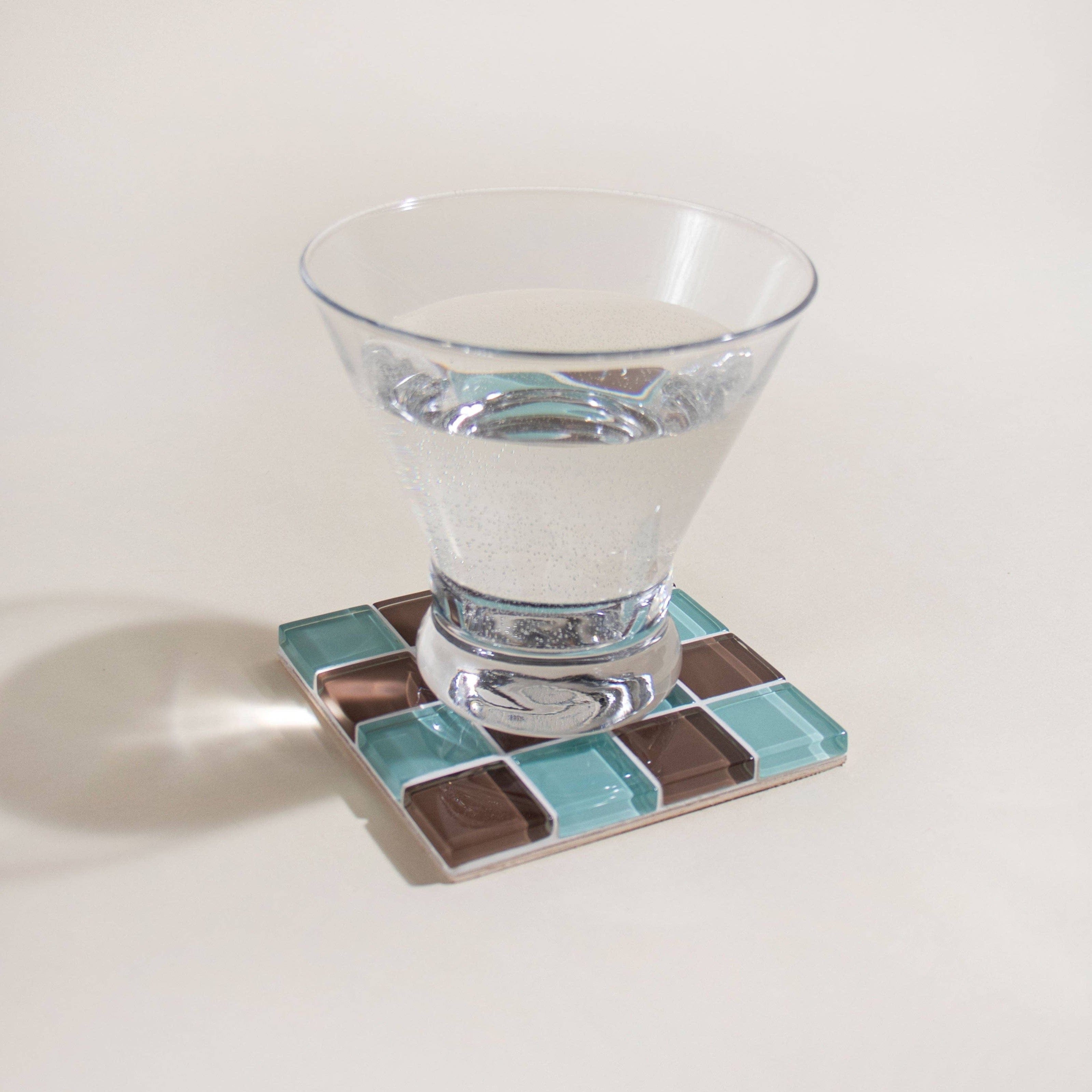 Subtle Art Studios Glass Tile Coasters - 22 colours Sea Salt Dark Chocolate by Subtle Art Studios
