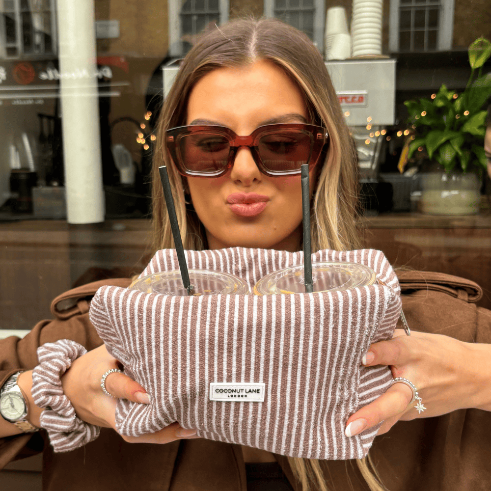 Towel Makeup Bag - Chestnut Stripes by Coconut Lane