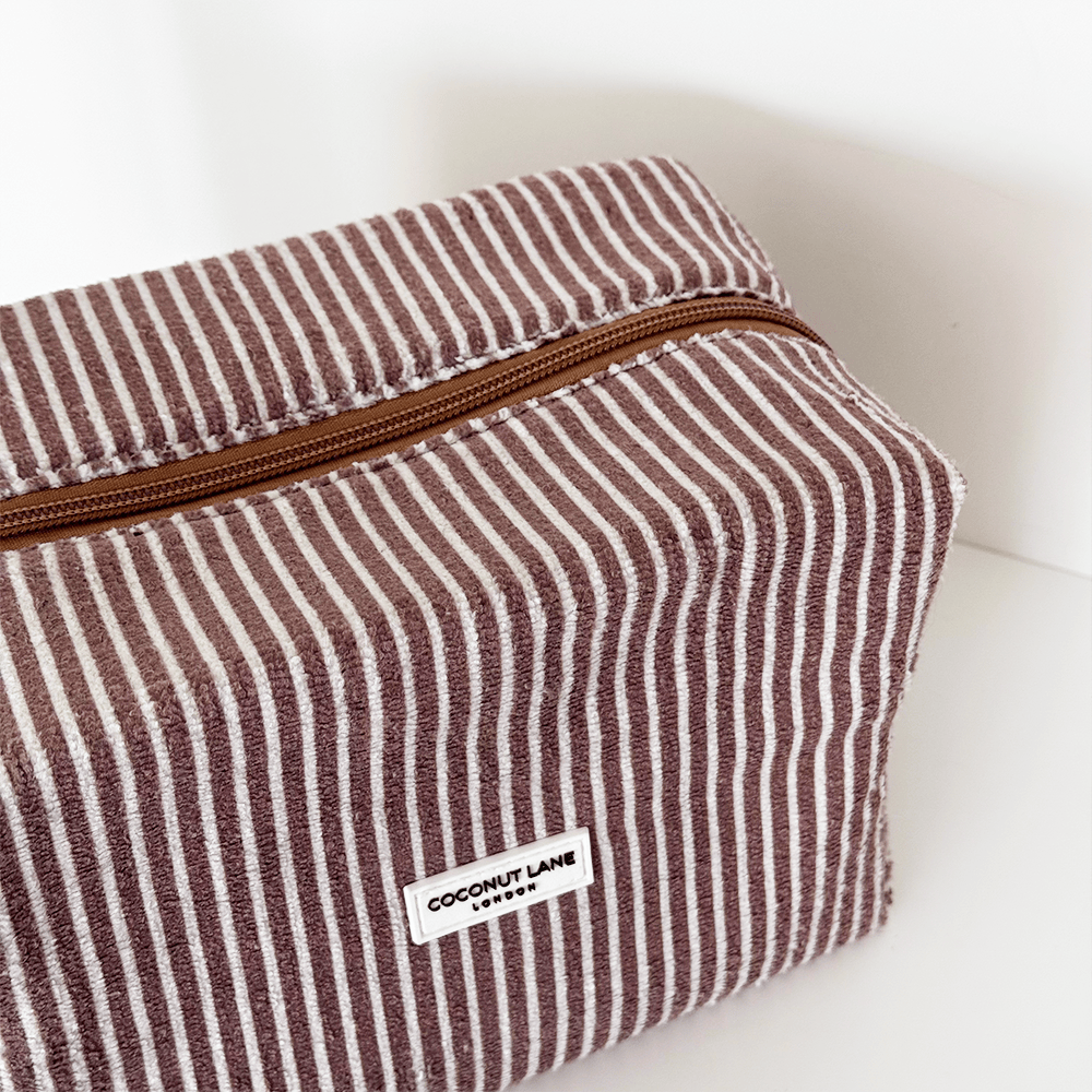 Towel Makeup Bag - Chestnut Stripes by Coconut Lane
