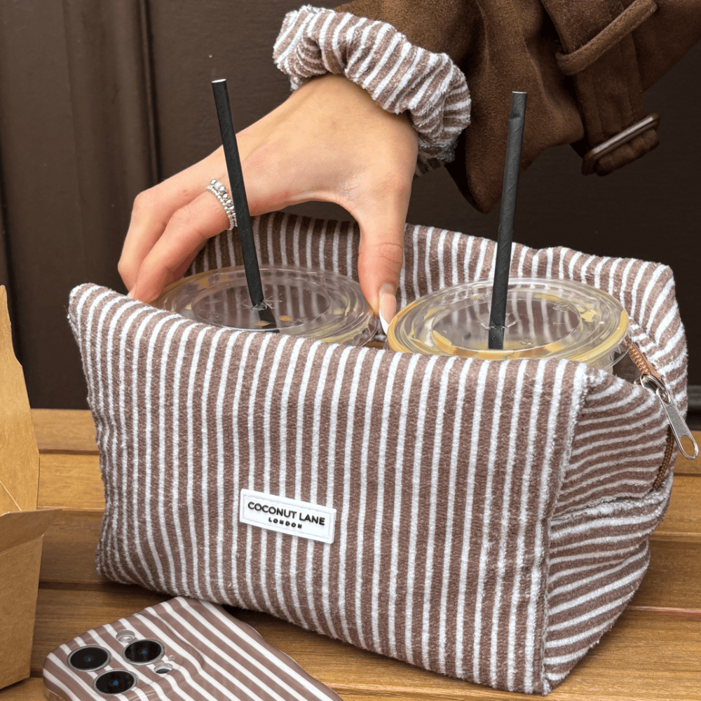 Towel Makeup Bag - Chestnut Stripes by Coconut Lane