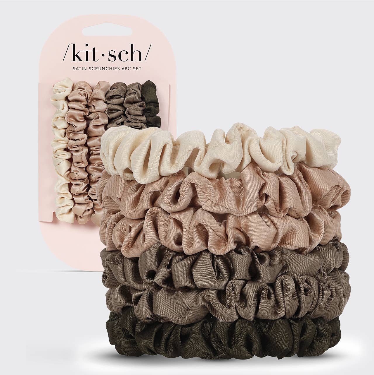 Ultra Petite Satin Scrunchies 6pc - Eucalyptus by KITSCH