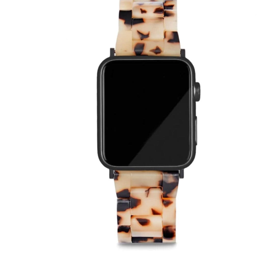 Universal Apple Watch Band/ DELUXE Edition Blonde Tortoise with Black Hardwear by Machete