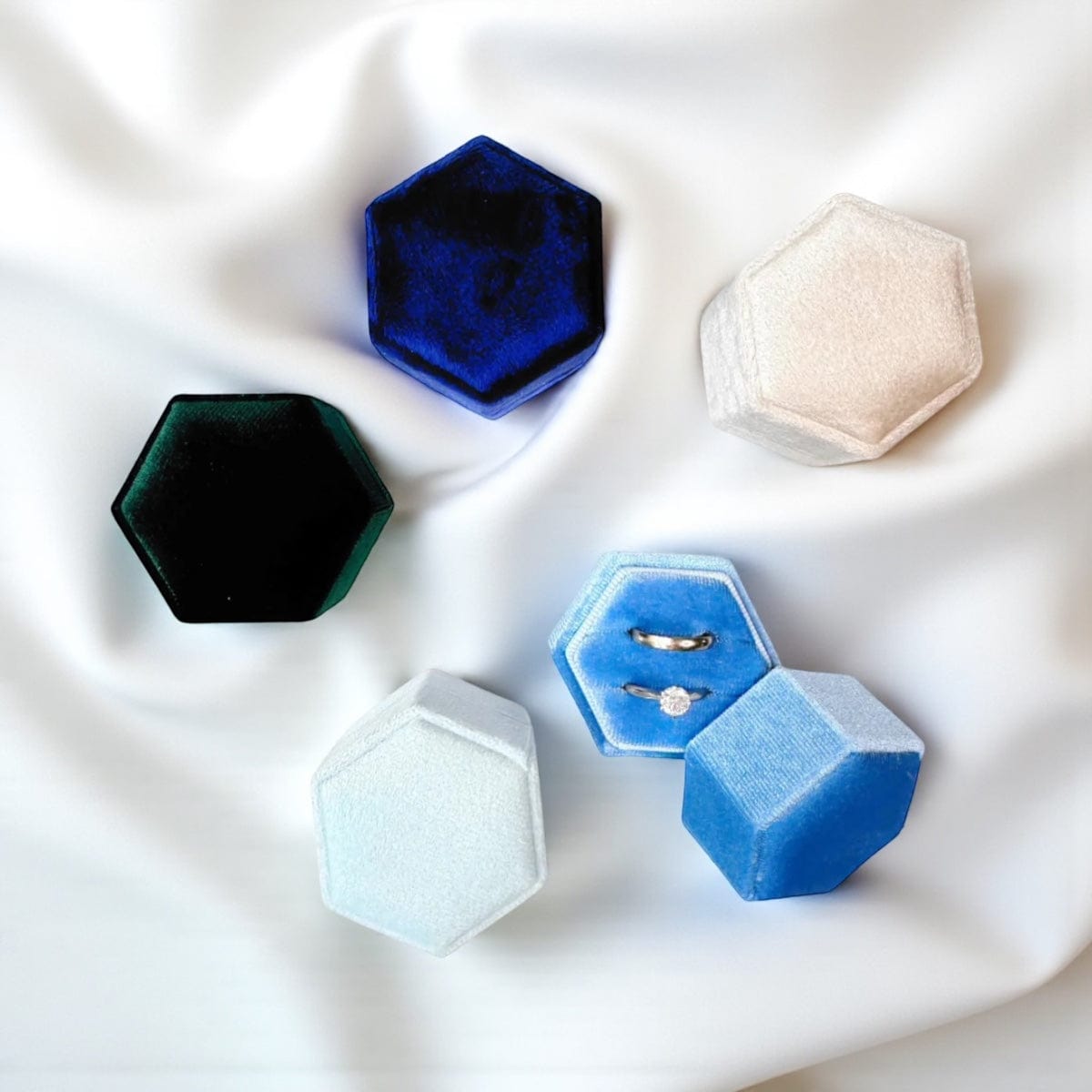 Velvet Ring Box Assorted Colours by The White Invite